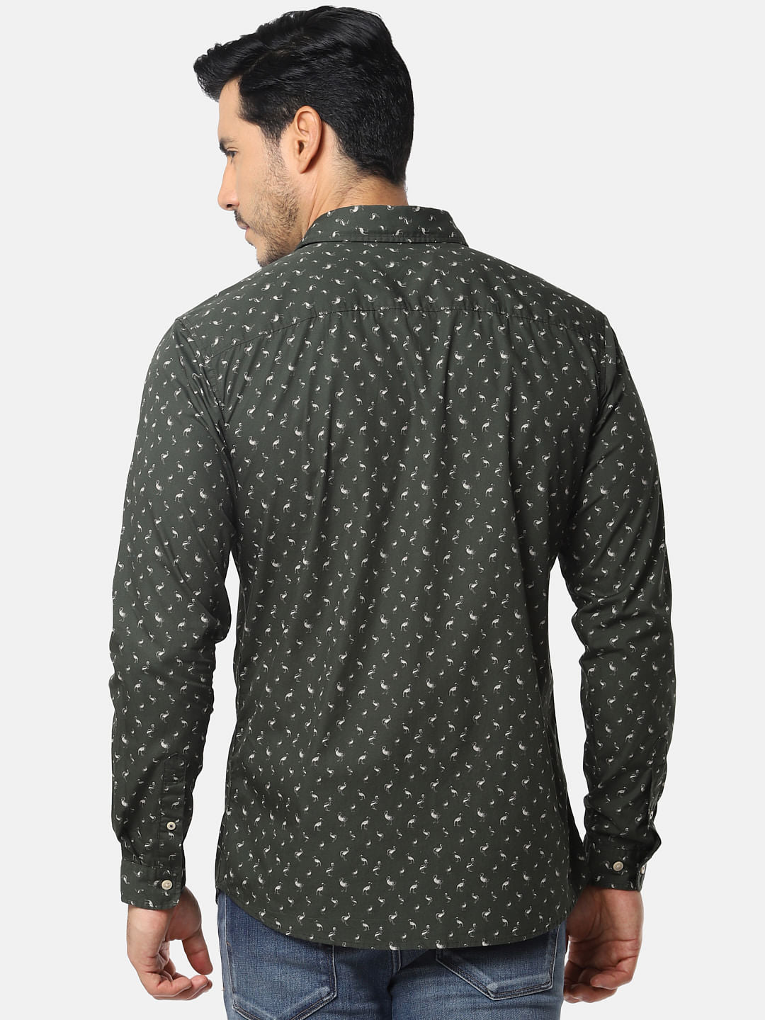 Green All Over Print Organic Cotton Full Sleeves Shirt