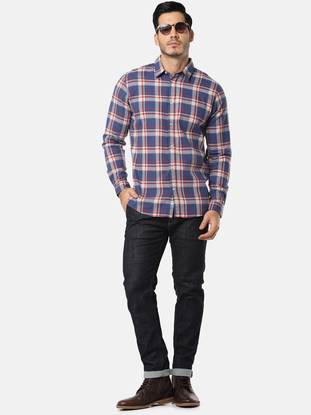 Blue Check Full Sleeves Shirt