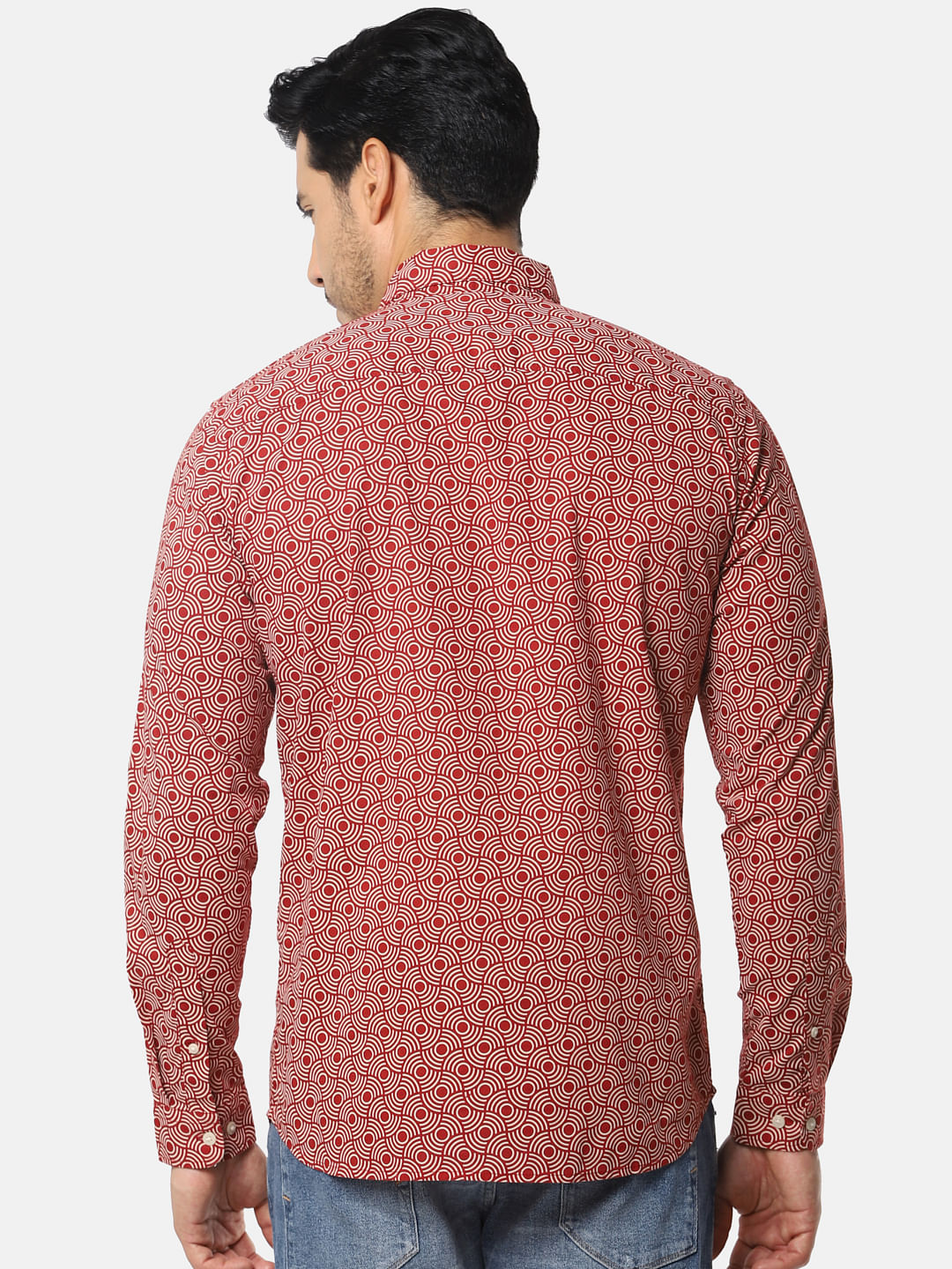 Red All Over Print Full Sleeves Shirt