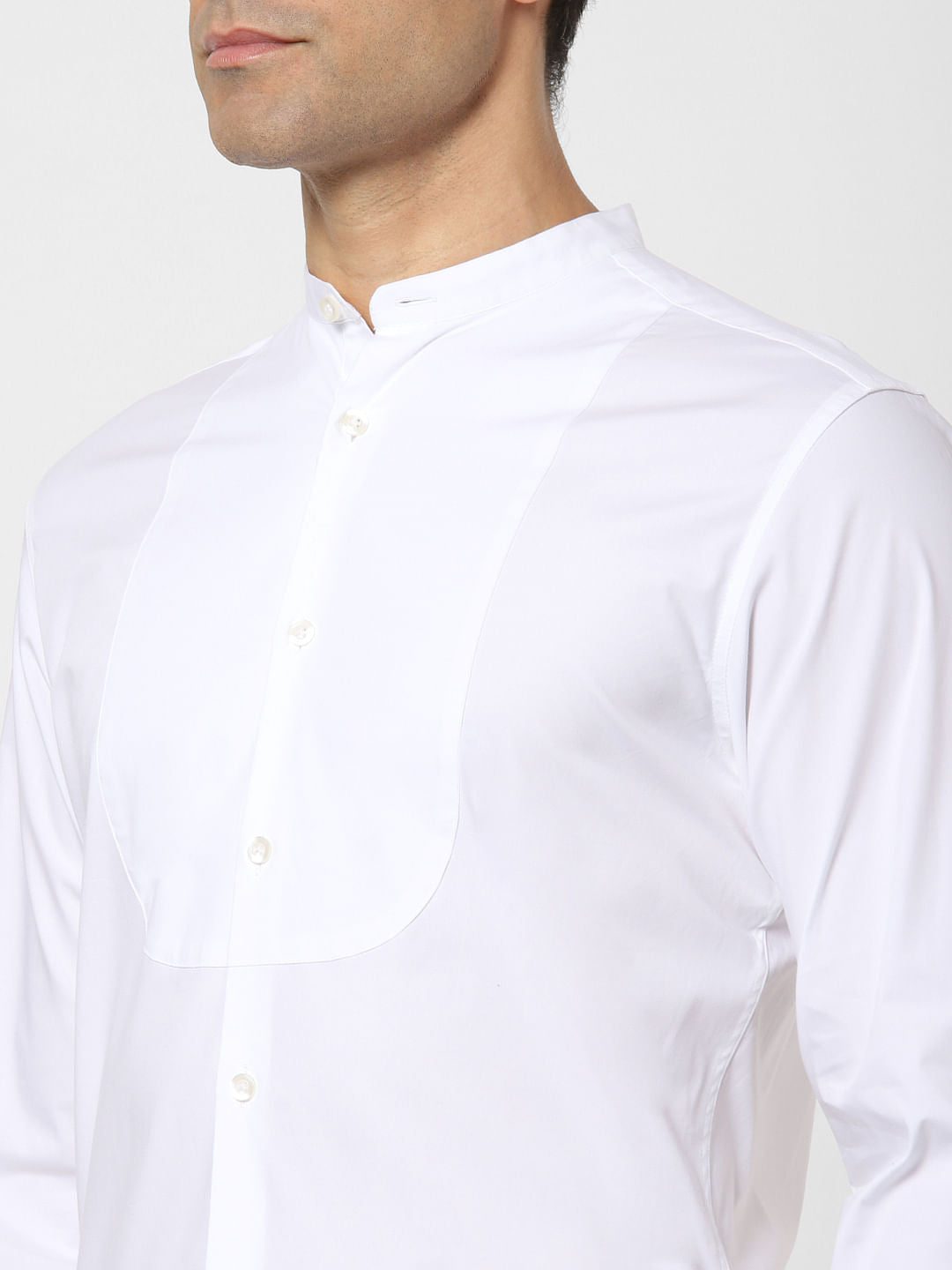 White Self Design Full Sleeves Shirt