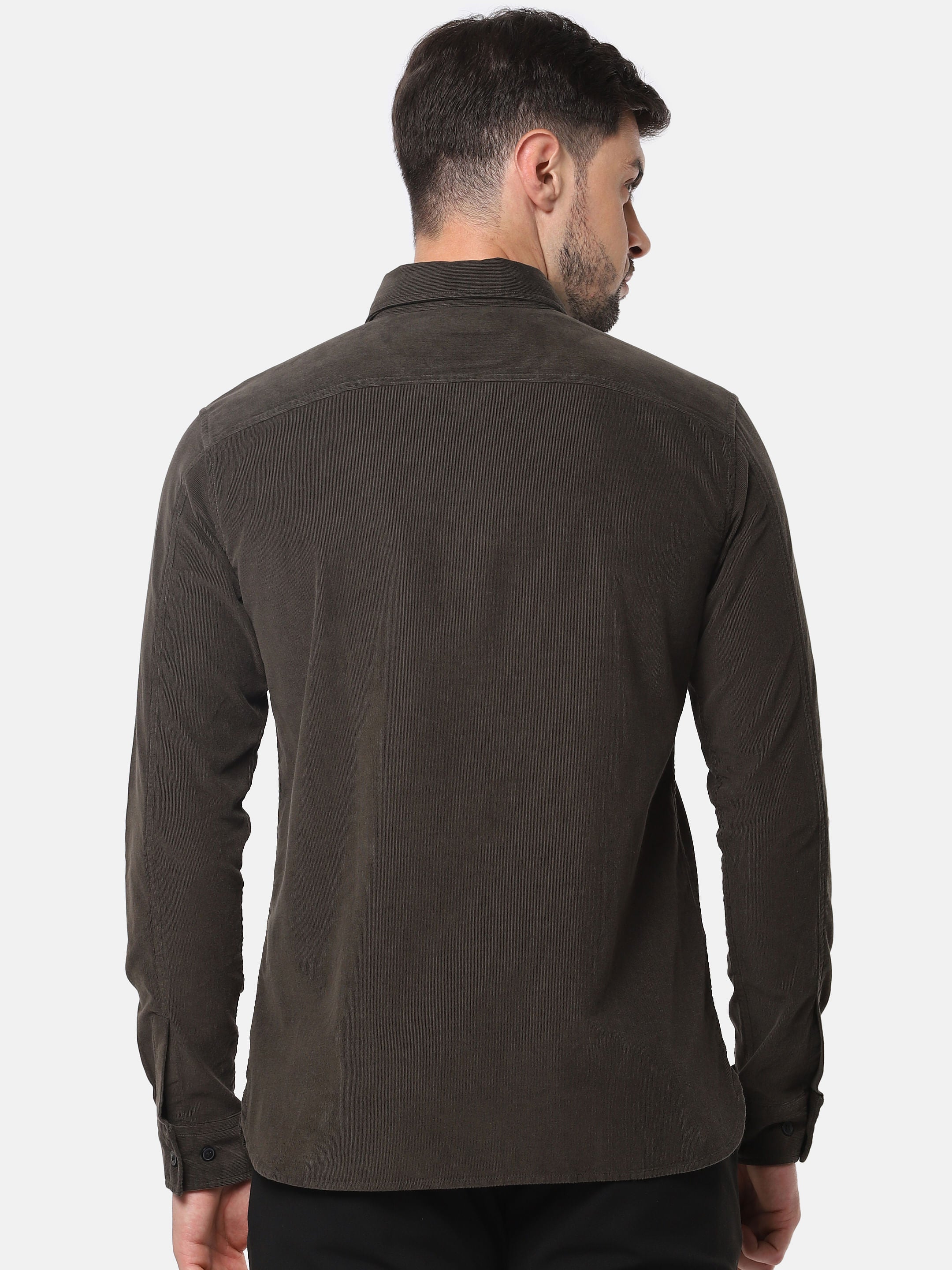 Green Corduroy Full Sleeves Shirt