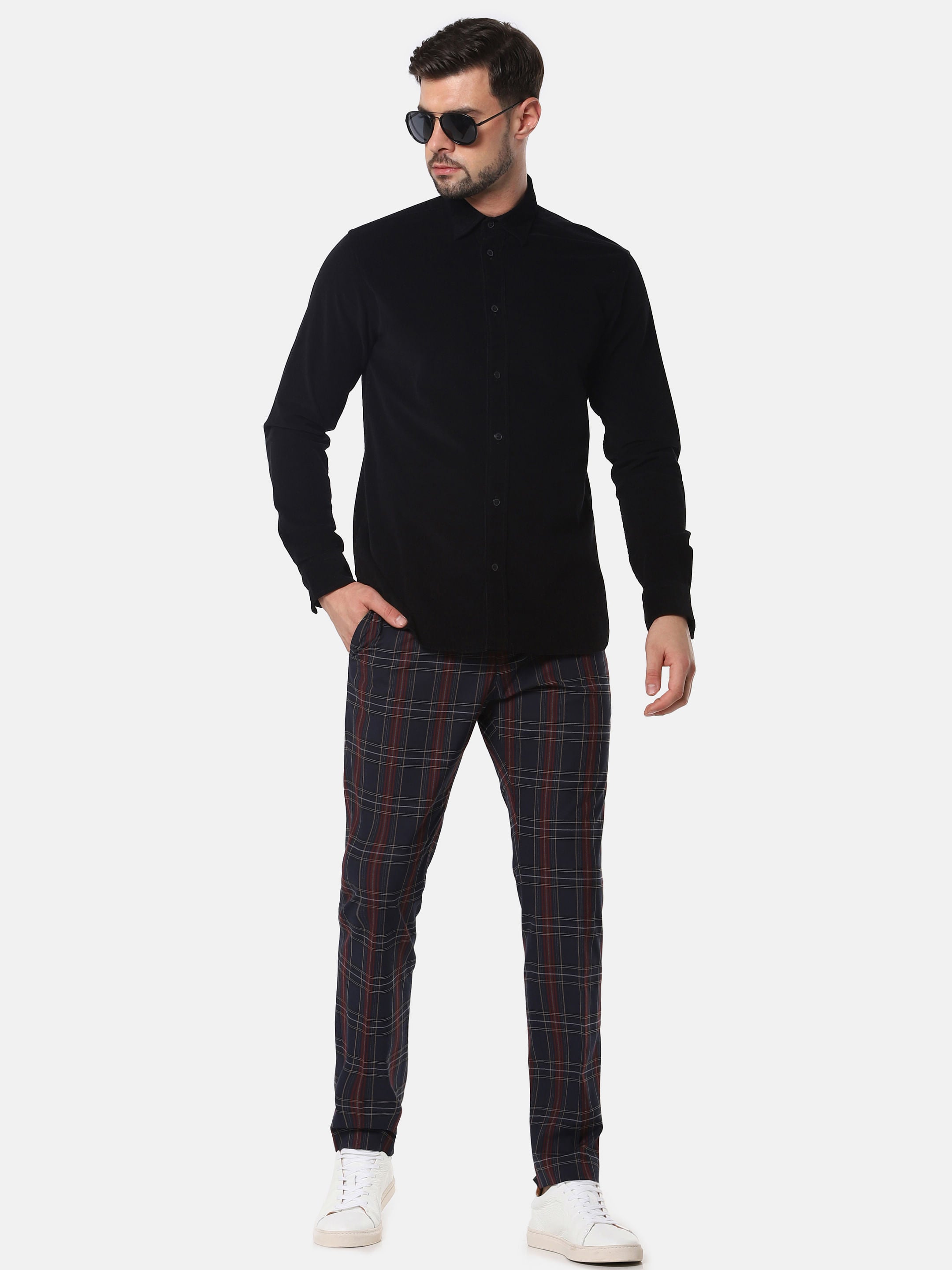 Black Corduroy Full Sleeves Shirt