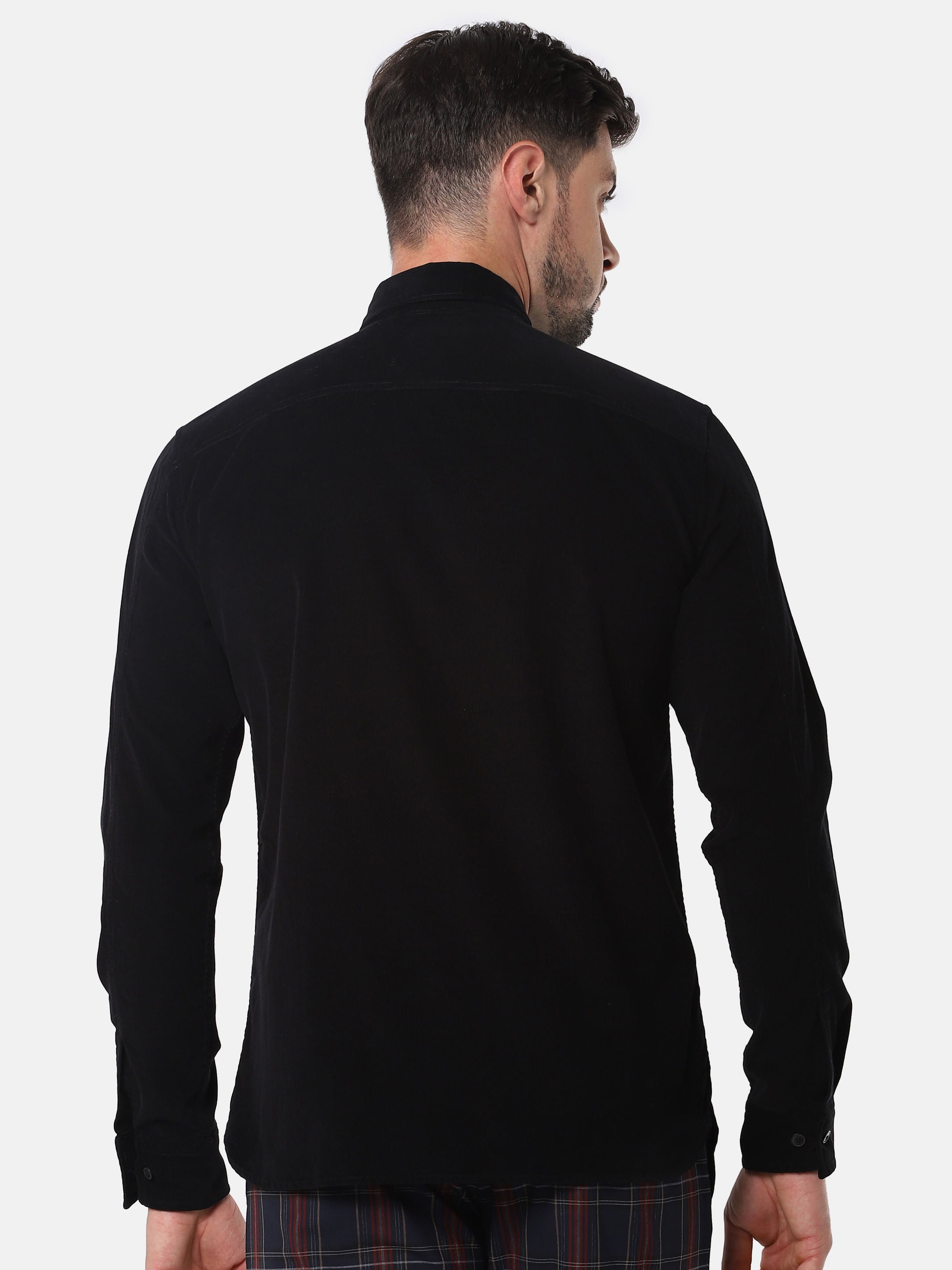 Black Corduroy Full Sleeves Shirt