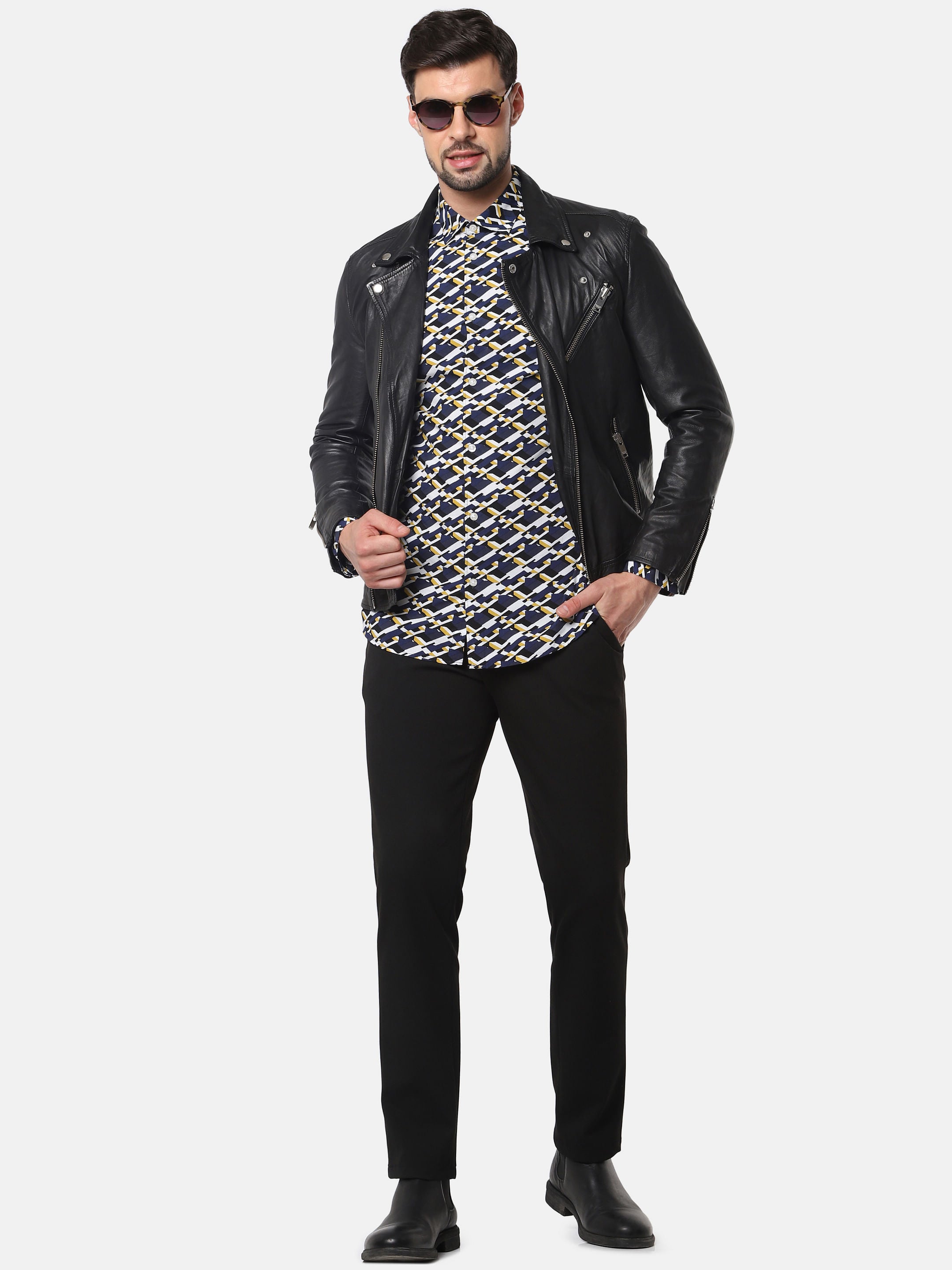 White All Over Print Full Sleeves Shirt