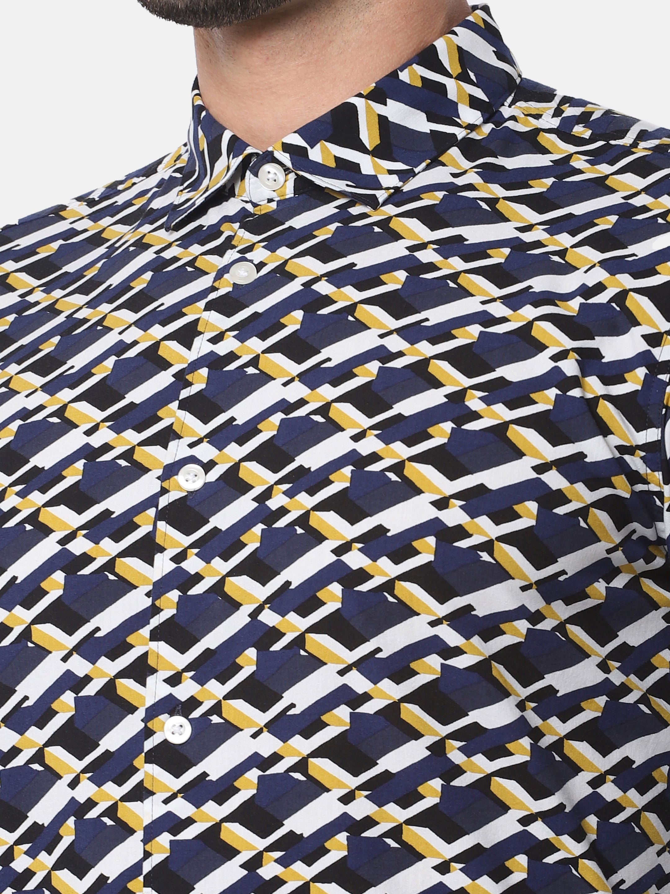 White All Over Print Full Sleeves Shirt