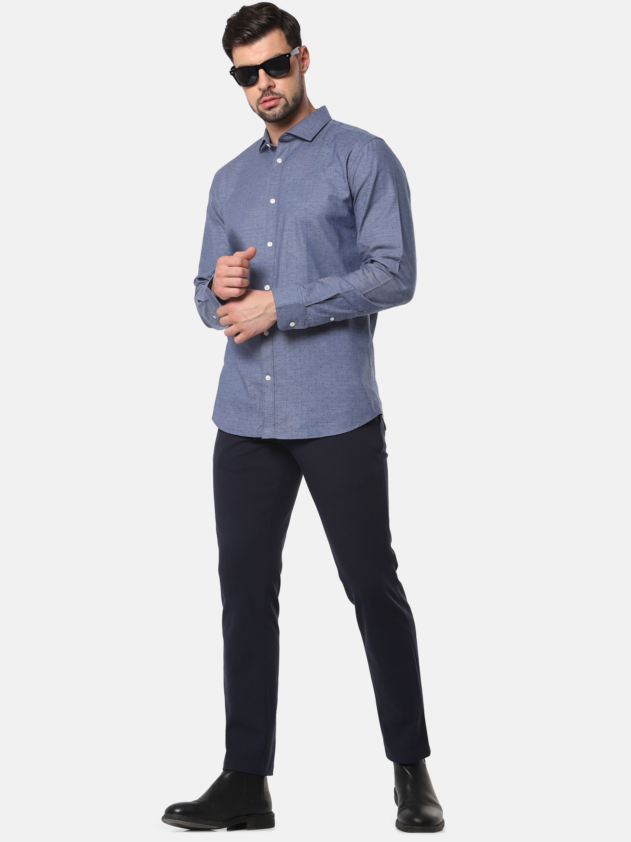 Blue All Over Print Full Sleeves Shirt