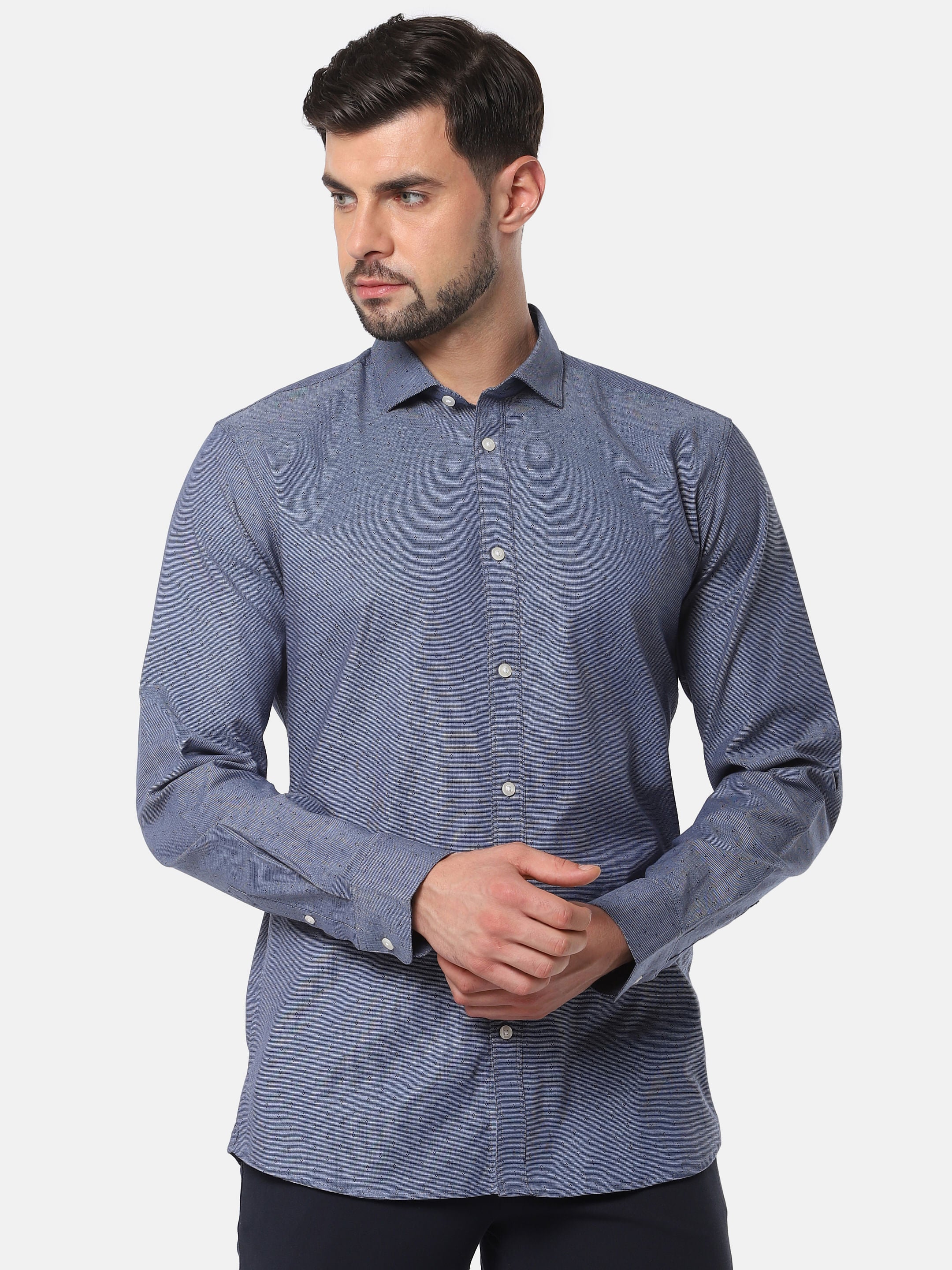 Blue All Over Print Full Sleeves Shirt