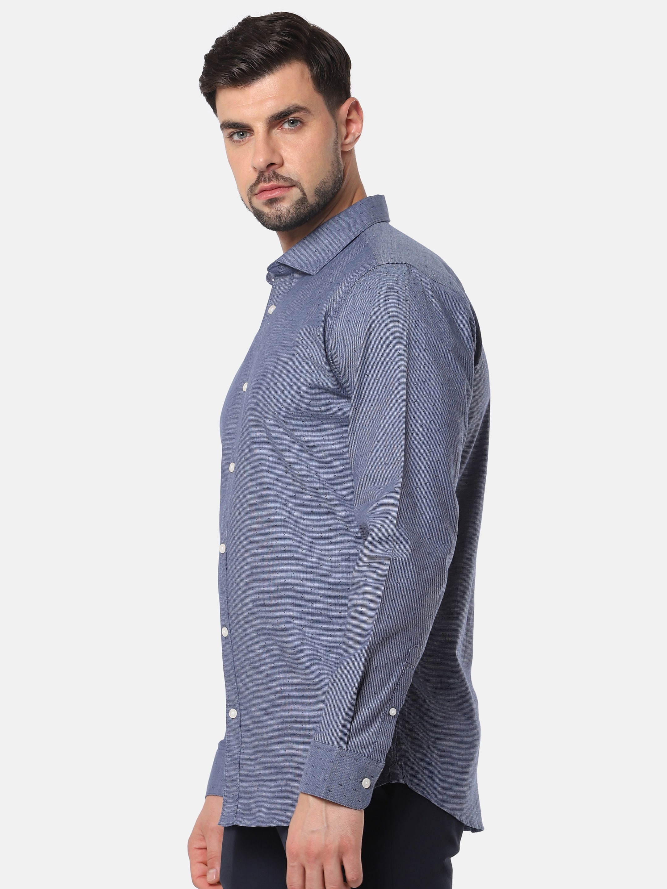 Blue All Over Print Full Sleeves Shirt