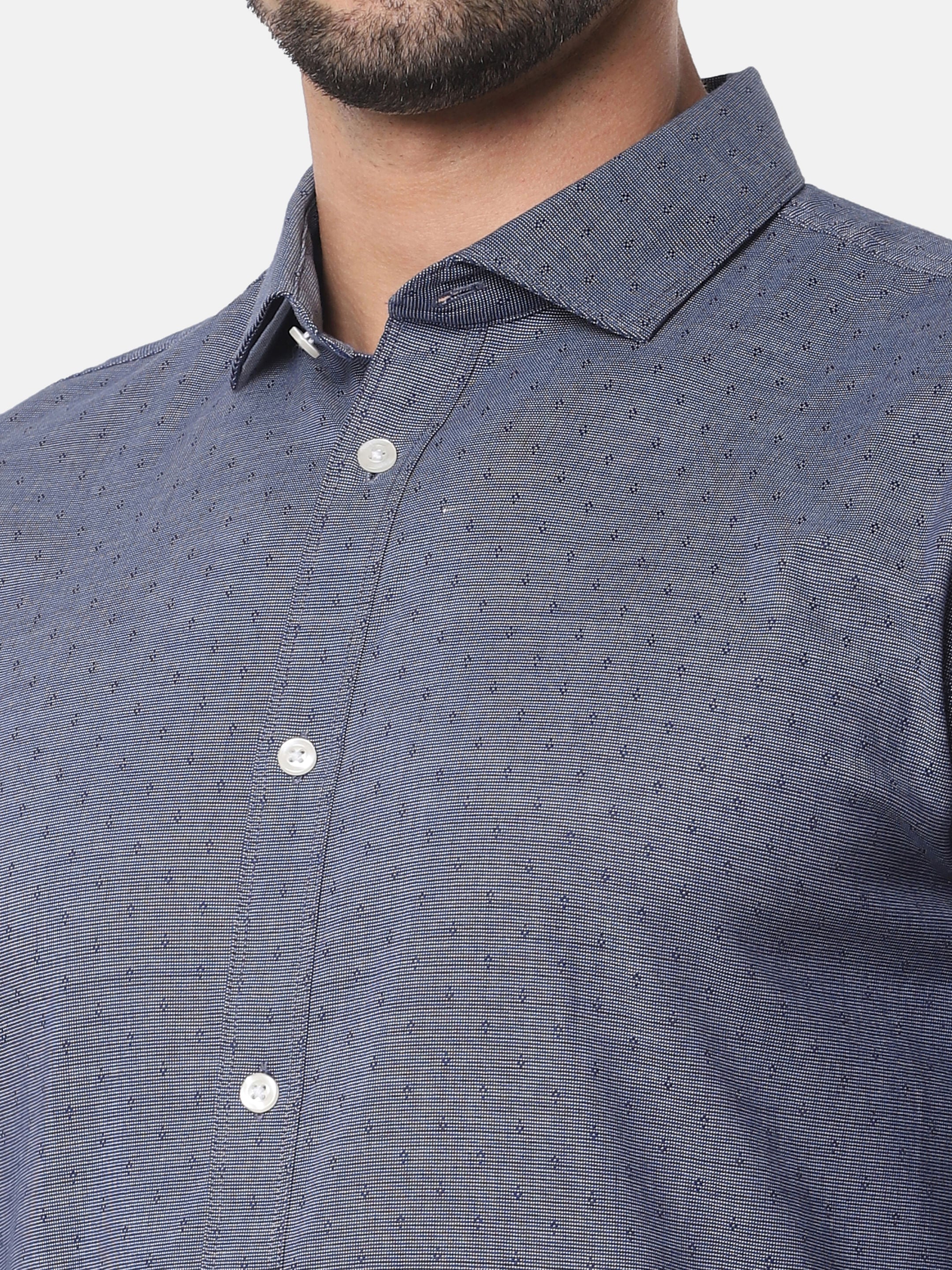 Blue All Over Print Full Sleeves Shirt