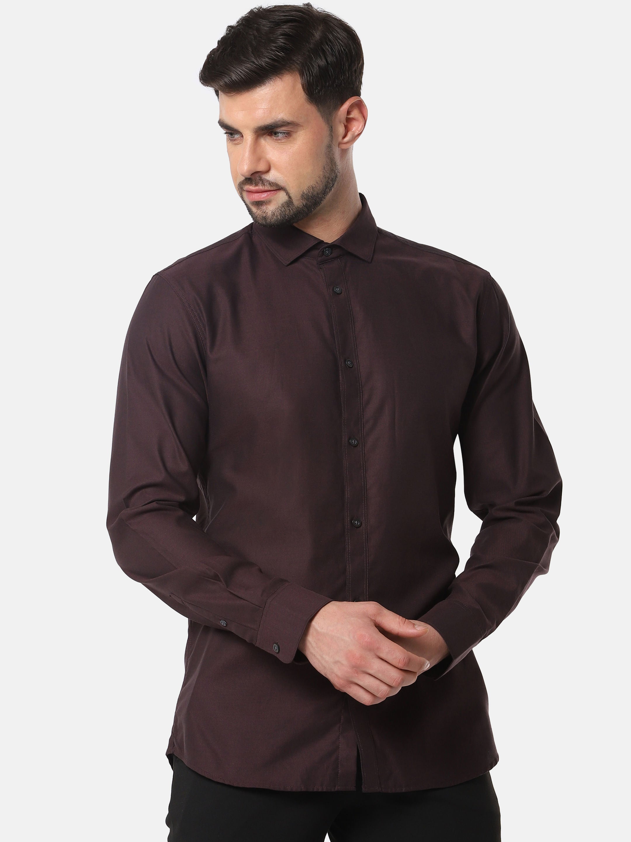 Burgundy Full Sleeves Shirt
