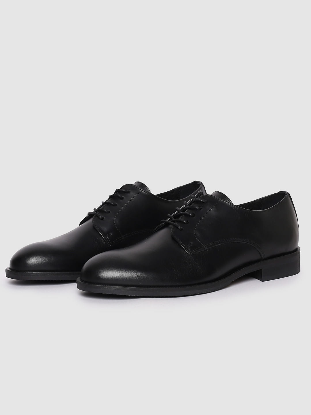 Black Leather Derby Shoes