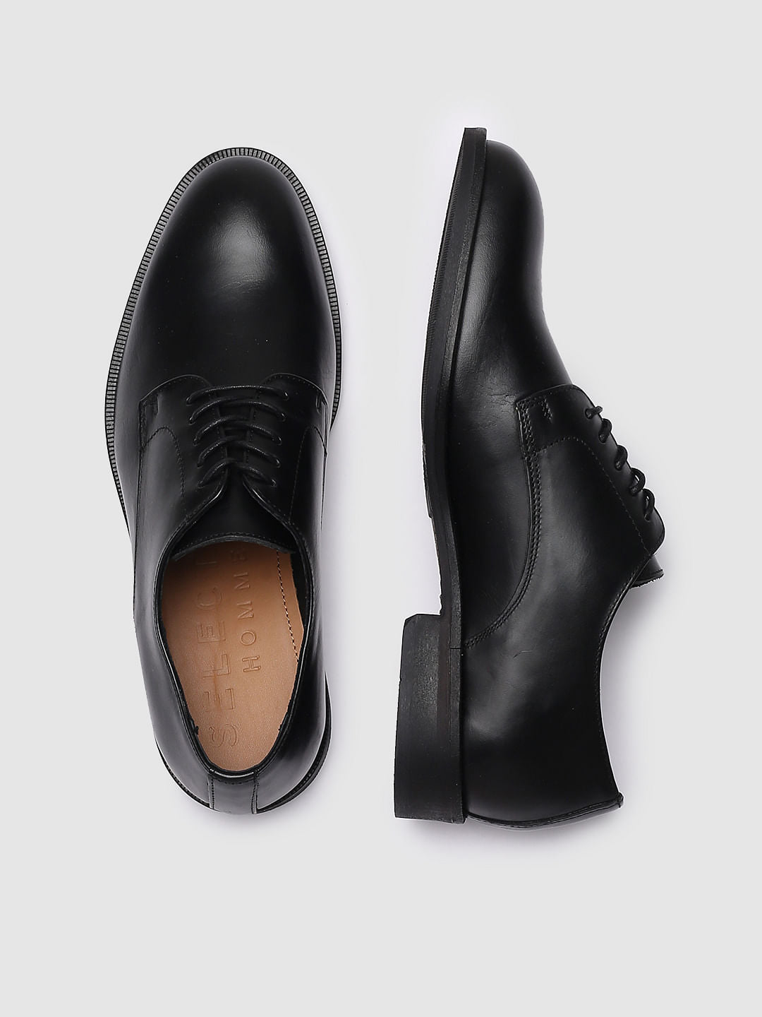 Black Leather Derby Shoes