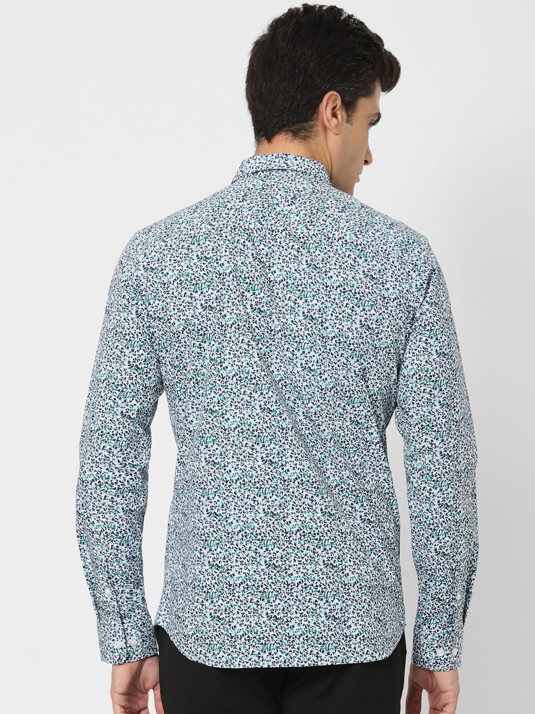 Green Printed Full Sleeves Shirt