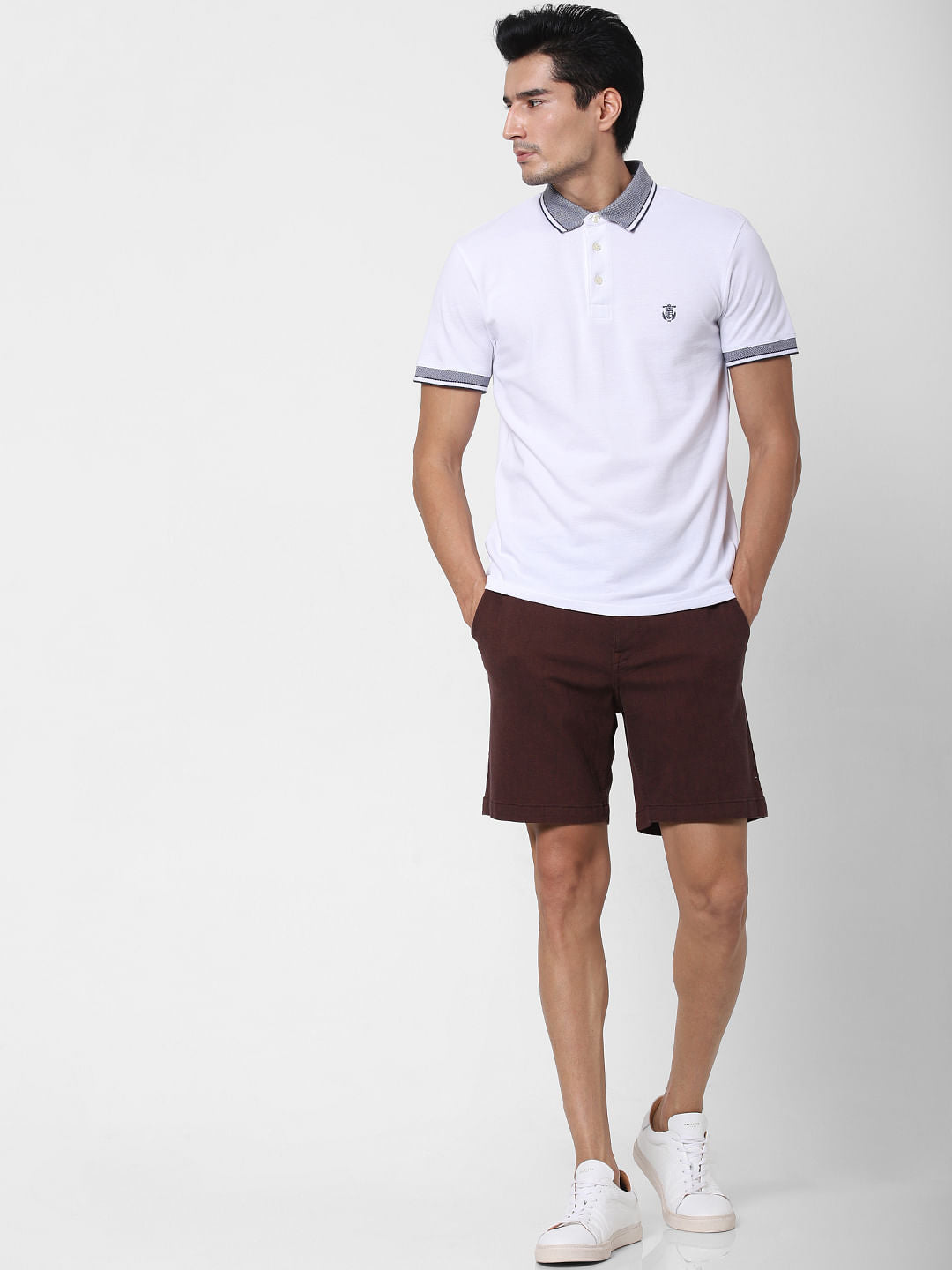 White Contrast Tipping Polo T-Shirt