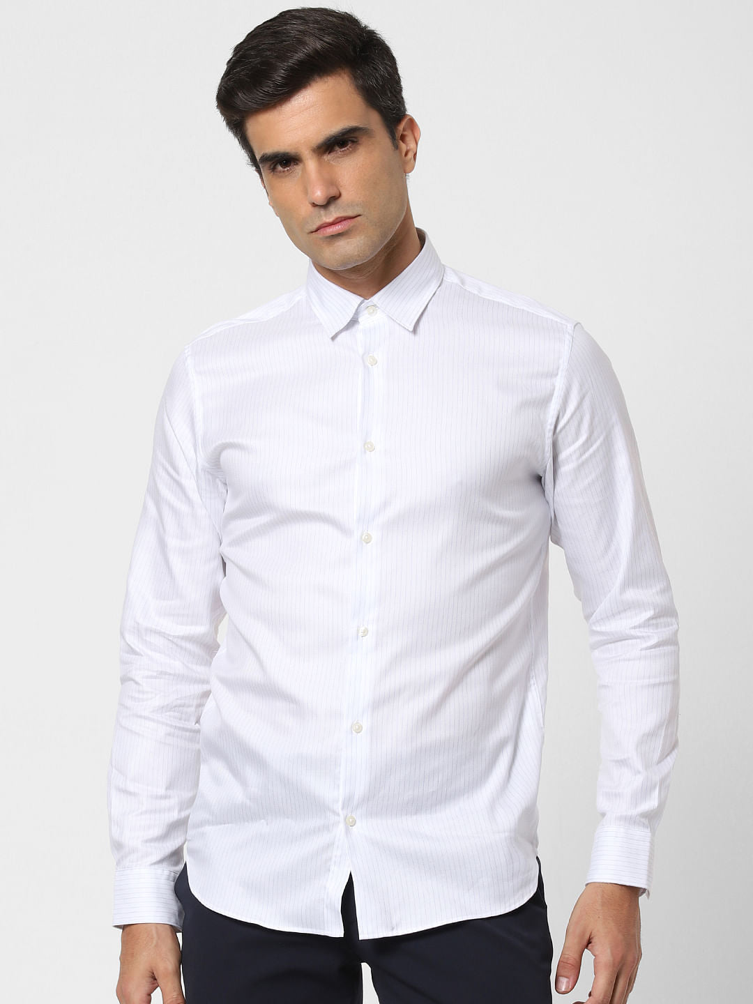 White Striped Full Sleeves Shirt
