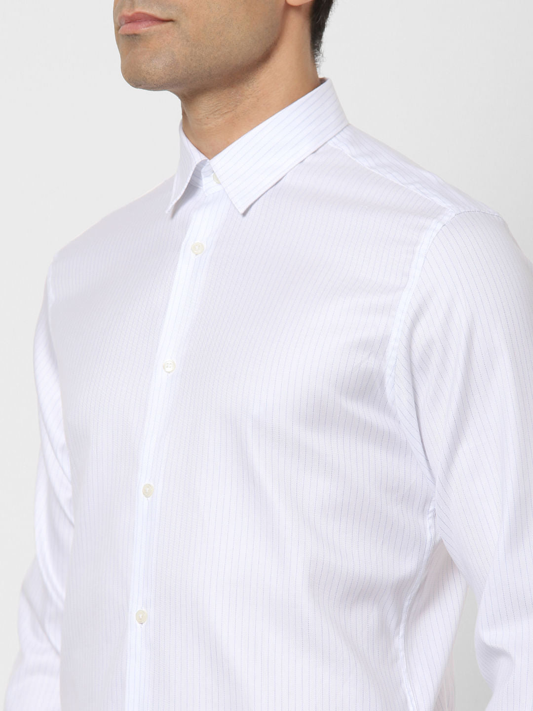 White Striped Full Sleeves Shirt