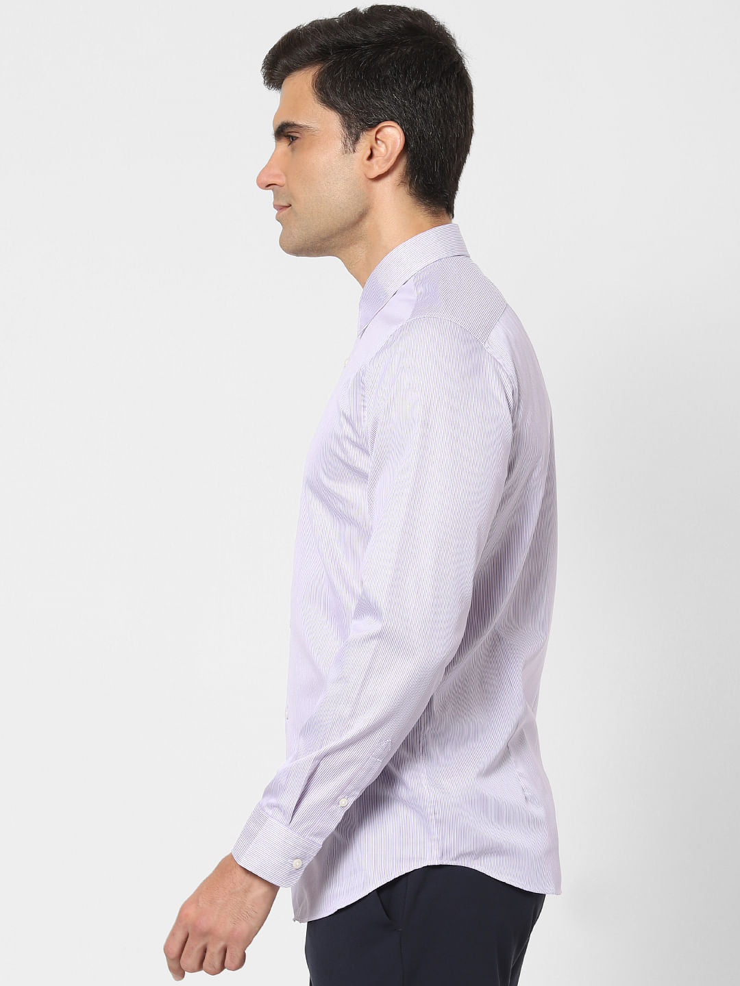 Light Pink Striped Full Sleeves Shirt