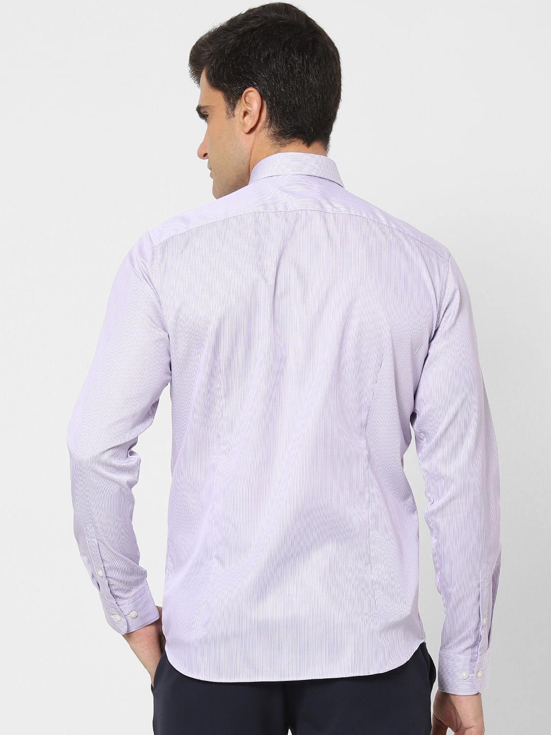 Light Pink Striped Full Sleeves Shirt