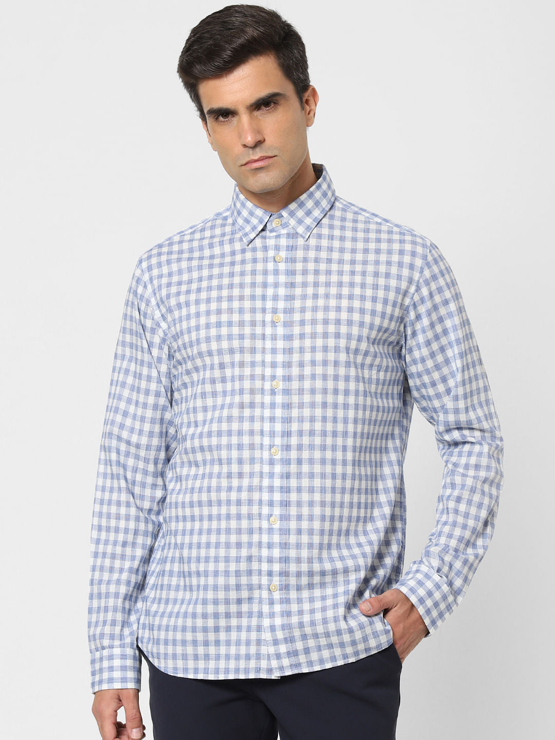 Blue Check Full Sleeves Shirt