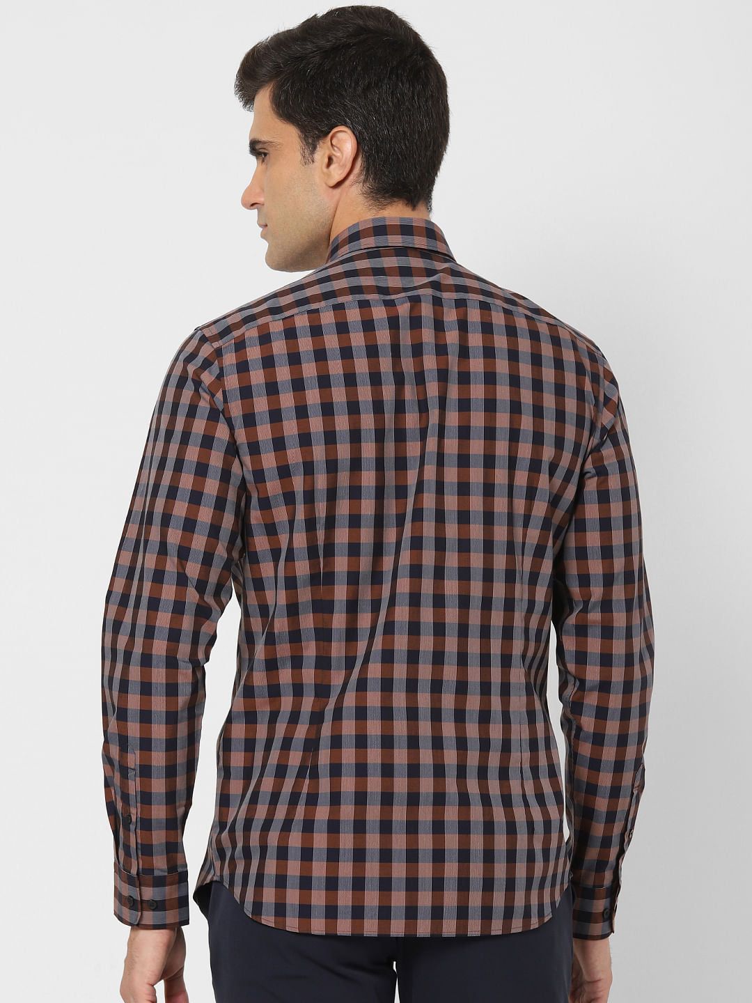 Brown Check Full Sleeves Shirt