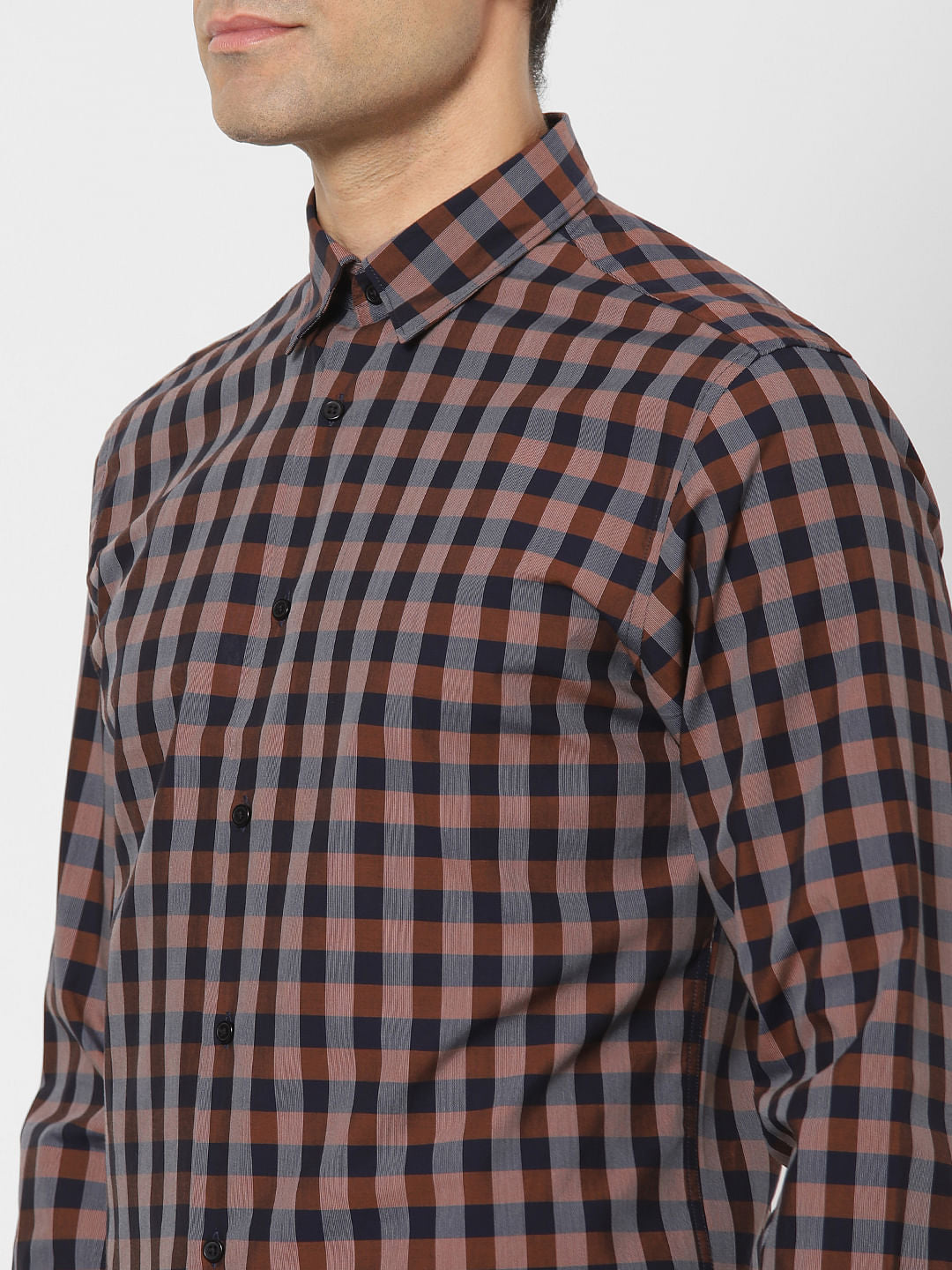 Brown Check Full Sleeves Shirt
