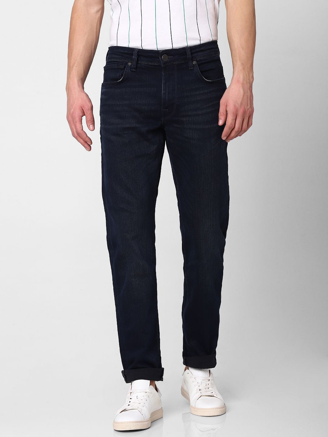 Black Scott Mid Rise Straight Fit Jeans