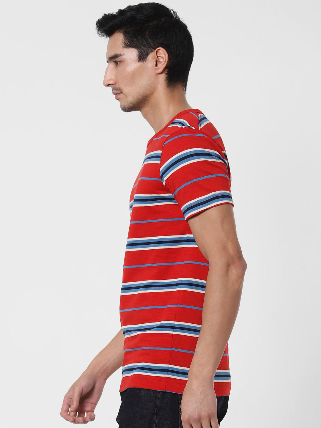 Red Striped Crew Neck T-Shirt