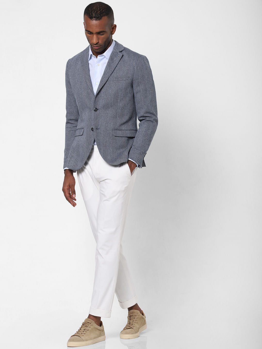 Dark Blue Double Button Blazer