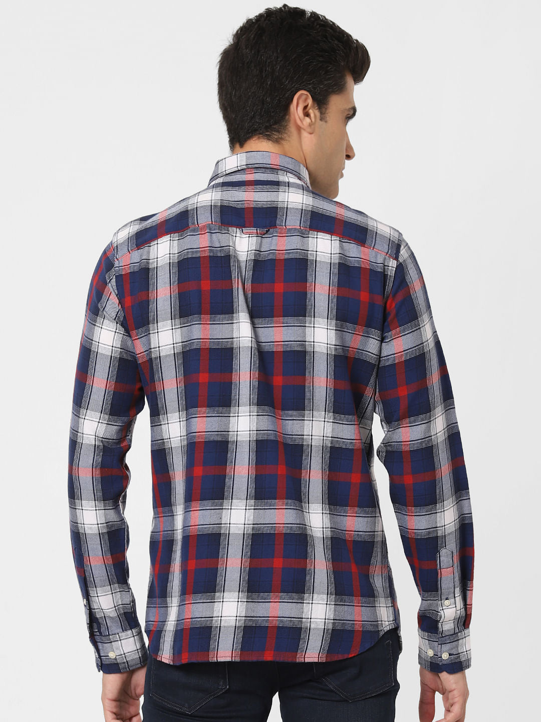 Dark Blue Check Full Sleeves Shirt