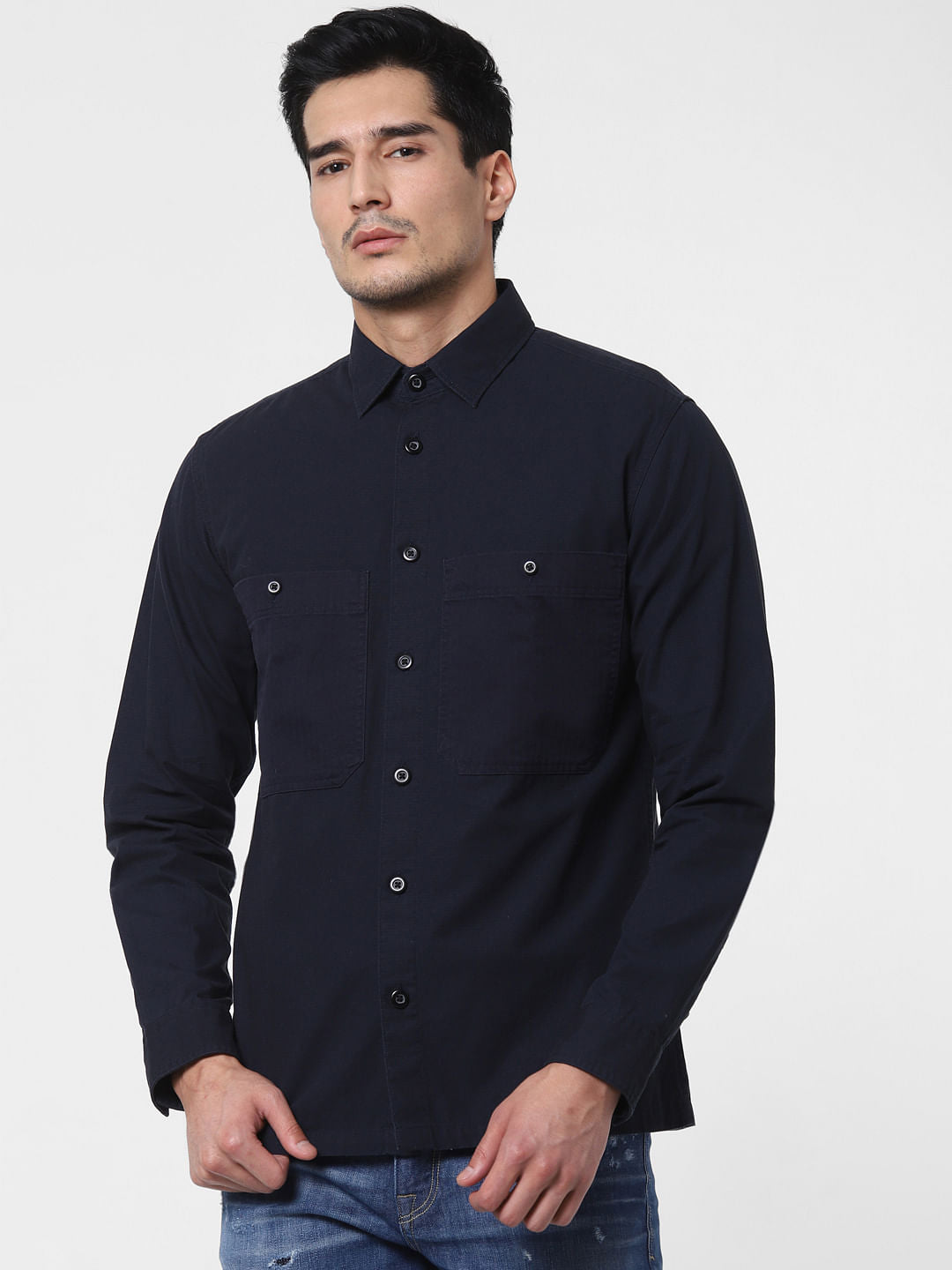 Navy Blue Full Sleeves Shirt