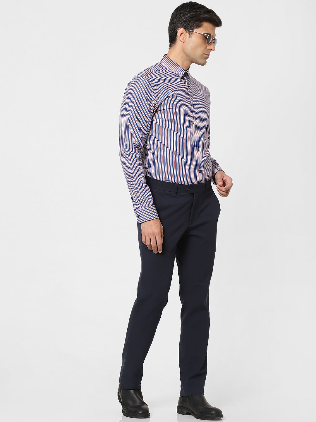 Blue Striped Full Sleeves Shirt