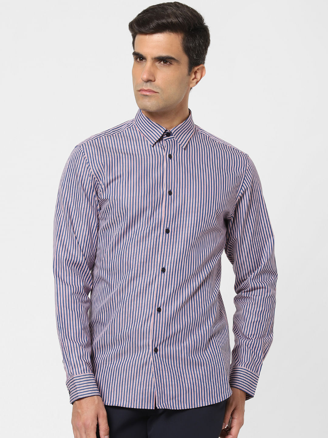 Blue Striped Full Sleeves Shirt