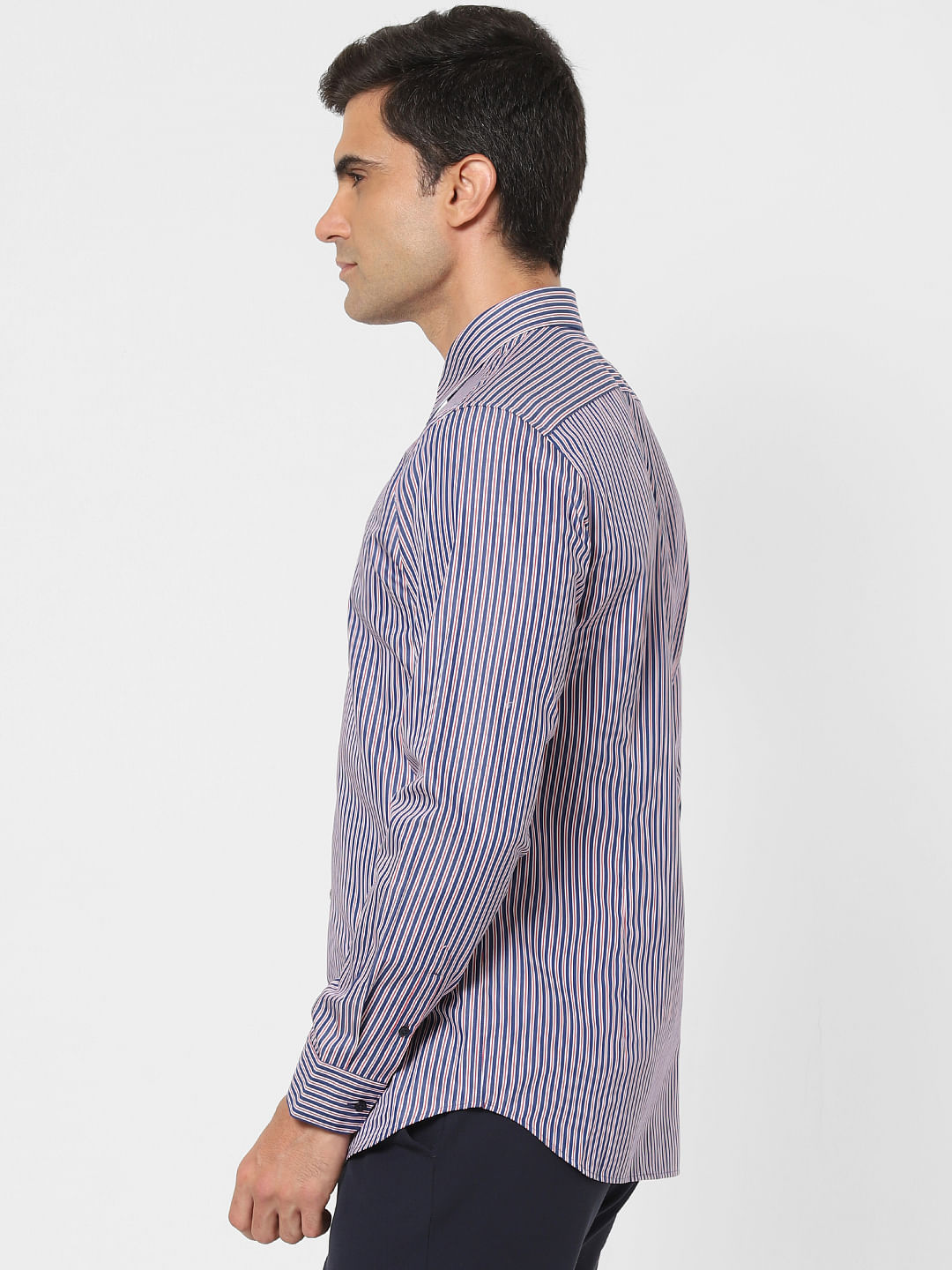 Blue Striped Full Sleeves Shirt
