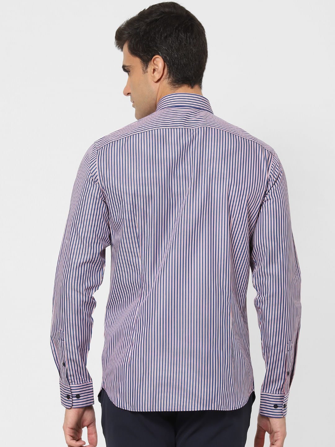 Blue Striped Full Sleeves Shirt
