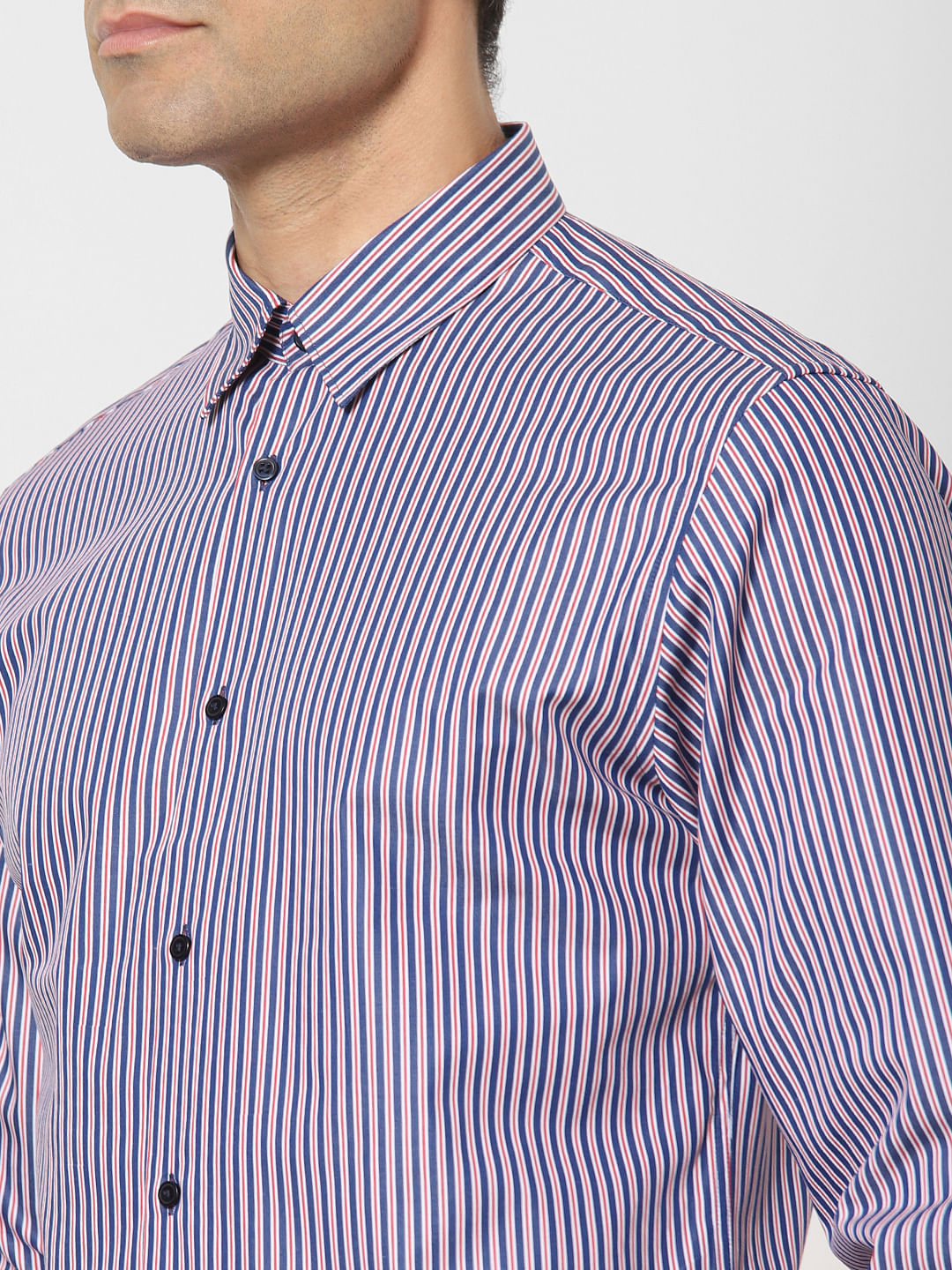 Blue Striped Full Sleeves Shirt