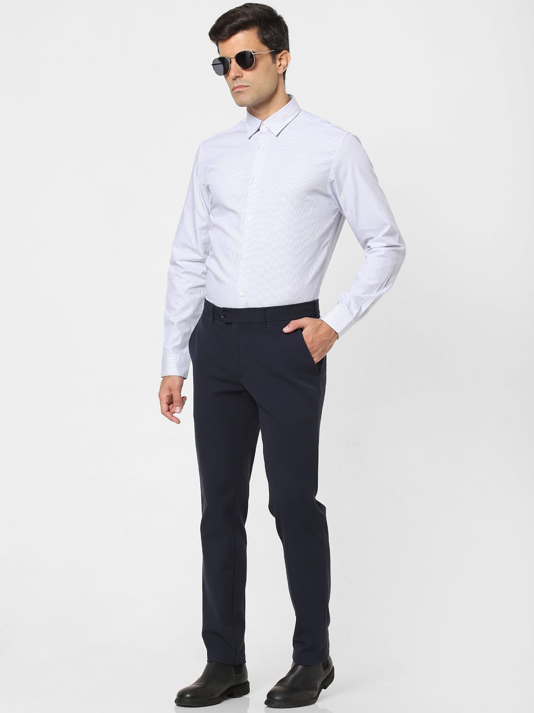Light Blue Striped Full Sleeves Shirt