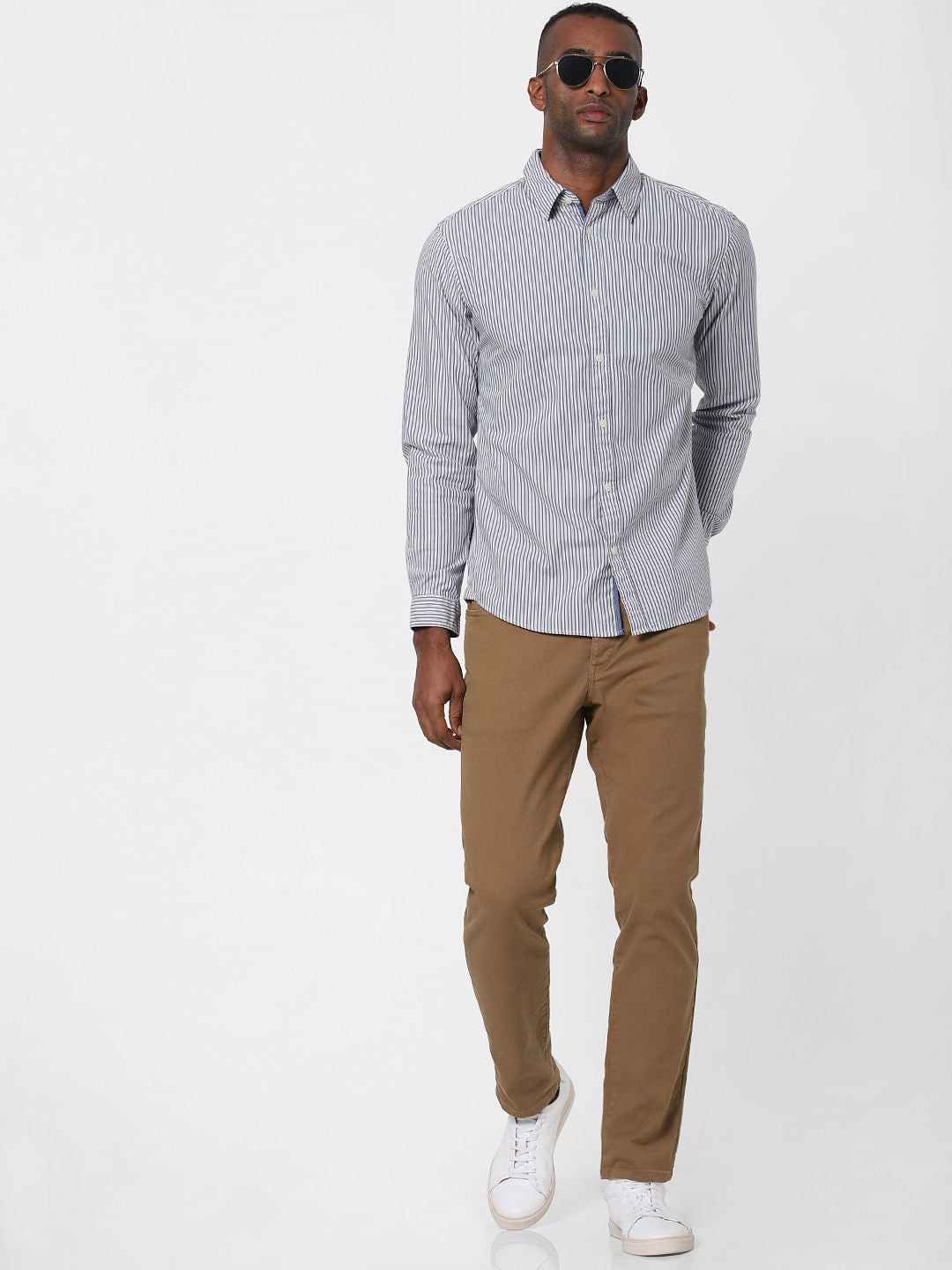 Blue Striped Full Sleeves Shirt