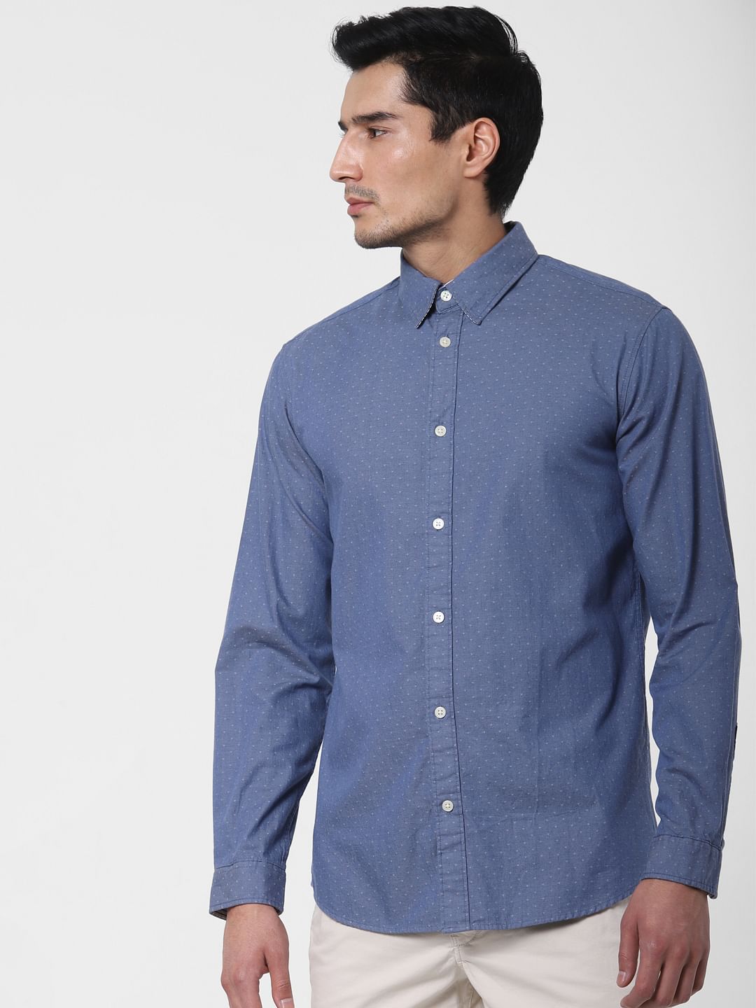 Blue All Over Print Full Sleeves Shirt