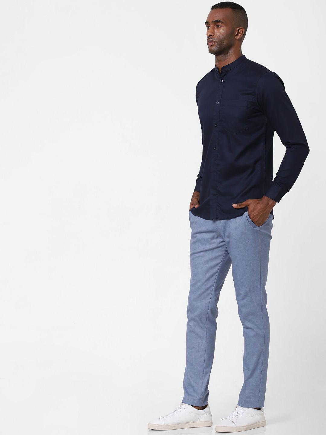 Navy Blue Formal Full Sleeves Shirt