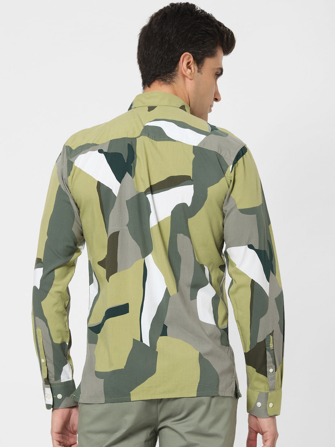 Green Abstract Print Full Sleeves Shirt