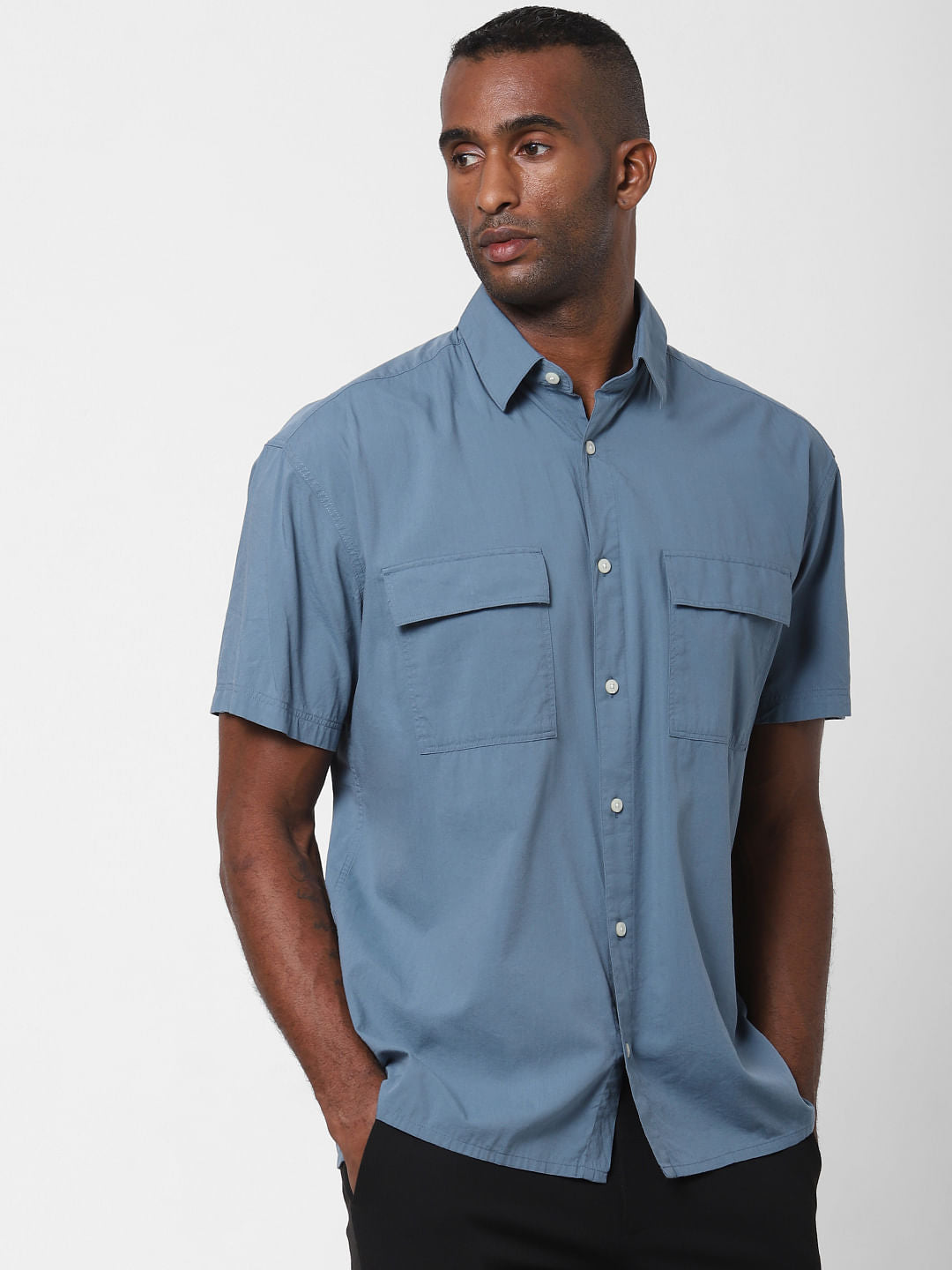 Blue Short Sleeves Shirt