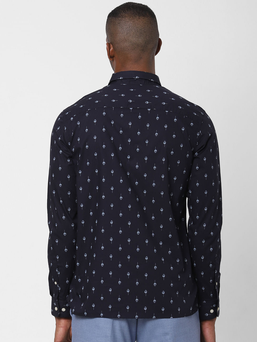 Navy Blue Printed Formal Shirt