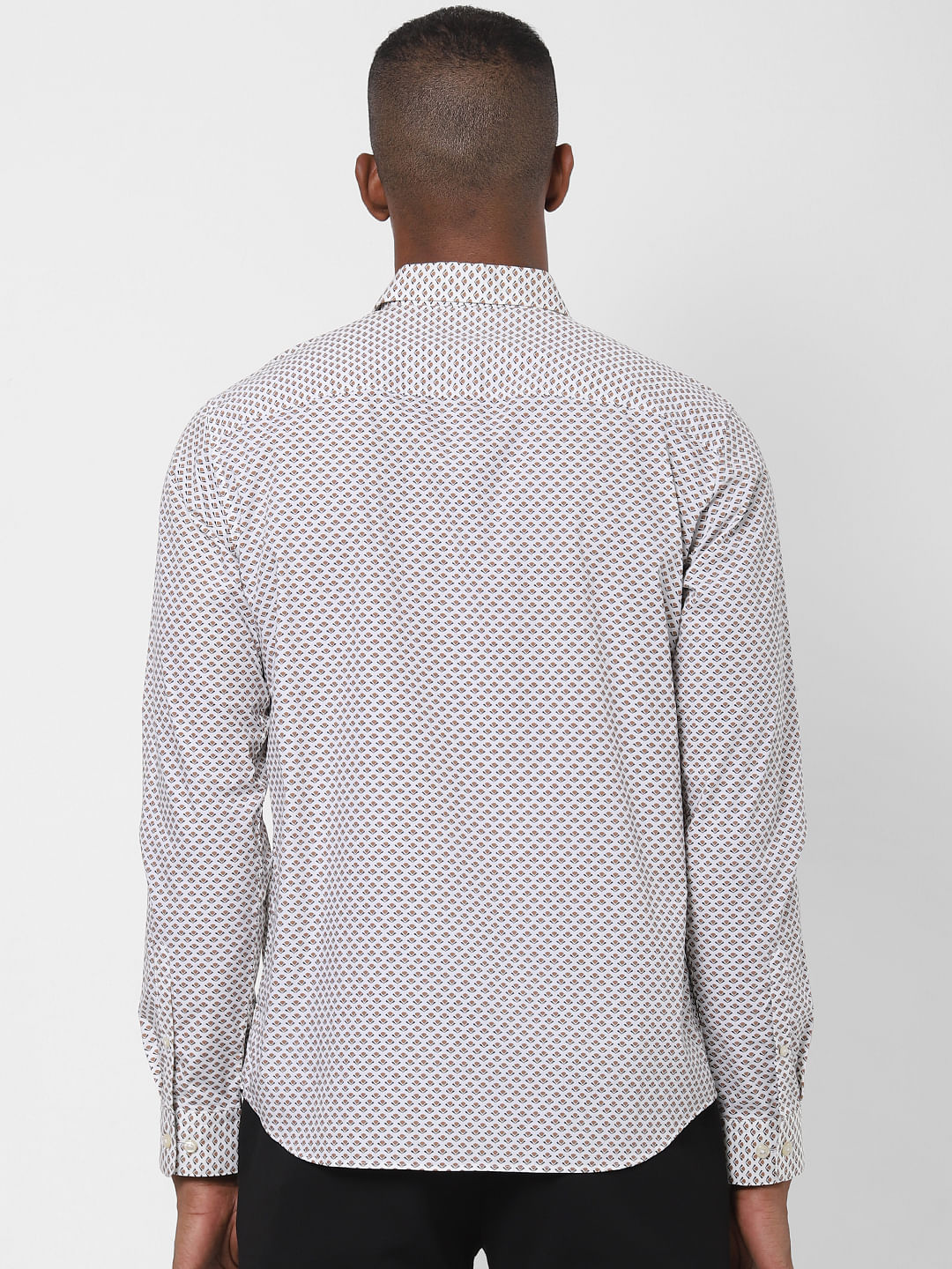 White All Over Print Formal Shirt