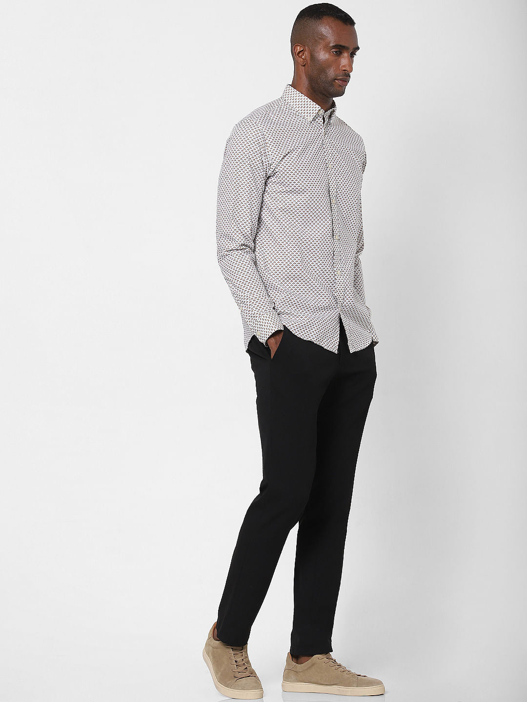 White All Over Print Formal Shirt