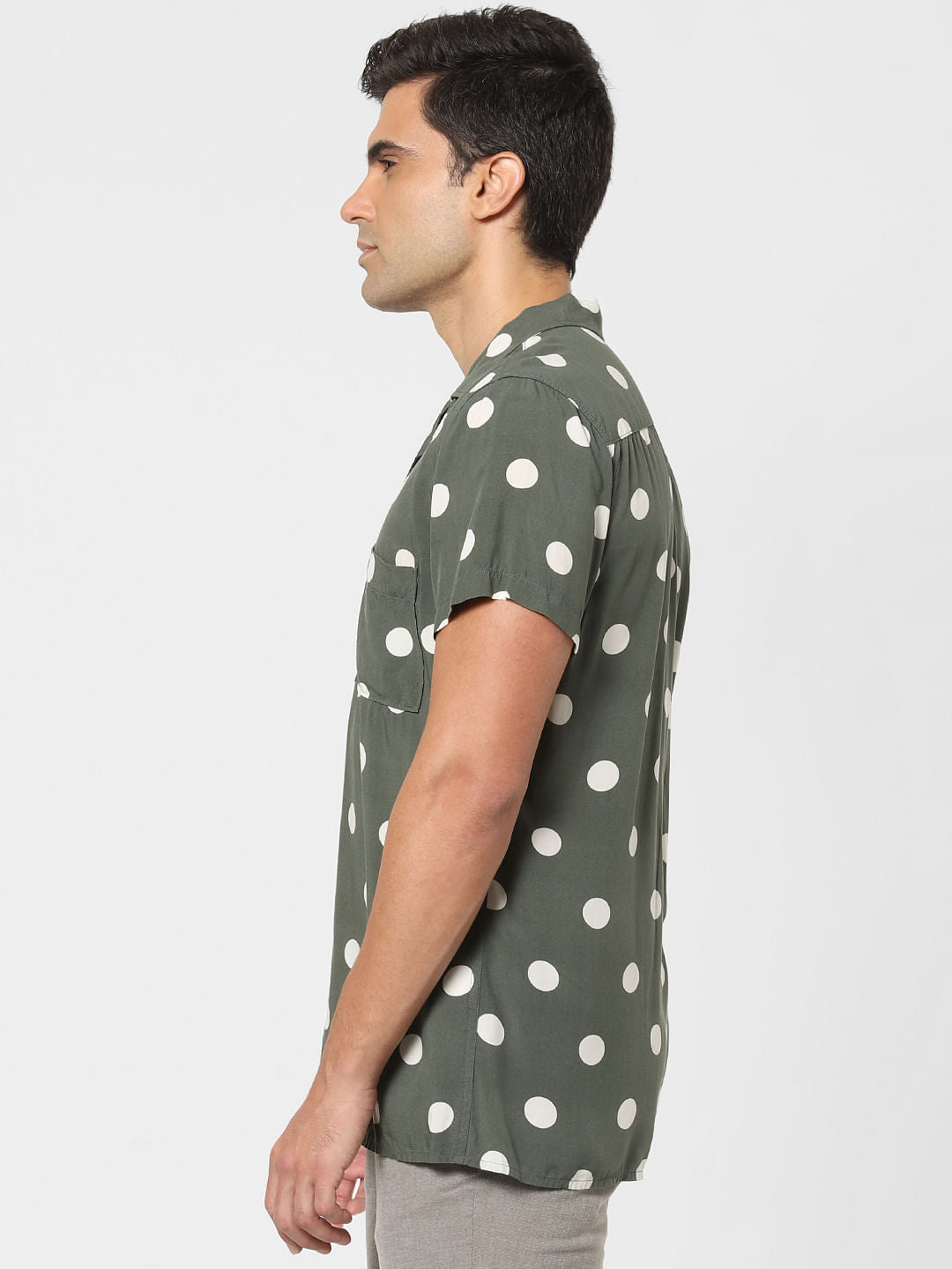 Green Polka Dot Short Sleeves Shirt