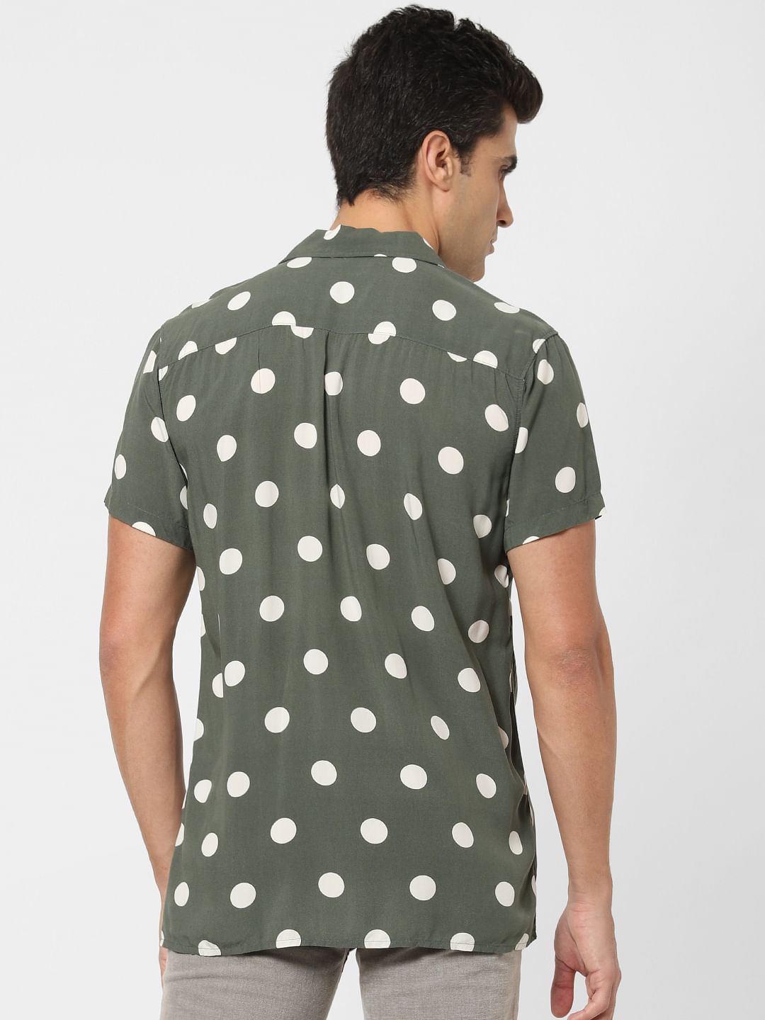 Green Polka Dot Short Sleeves Shirt