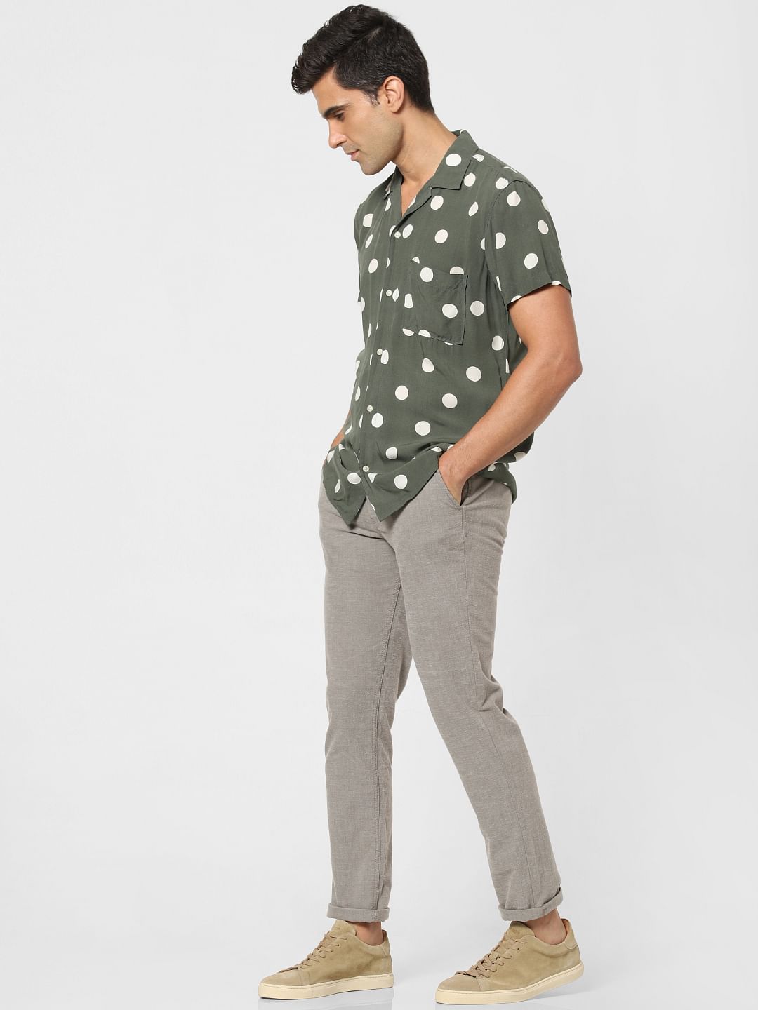 Green Polka Dot Short Sleeves Shirt