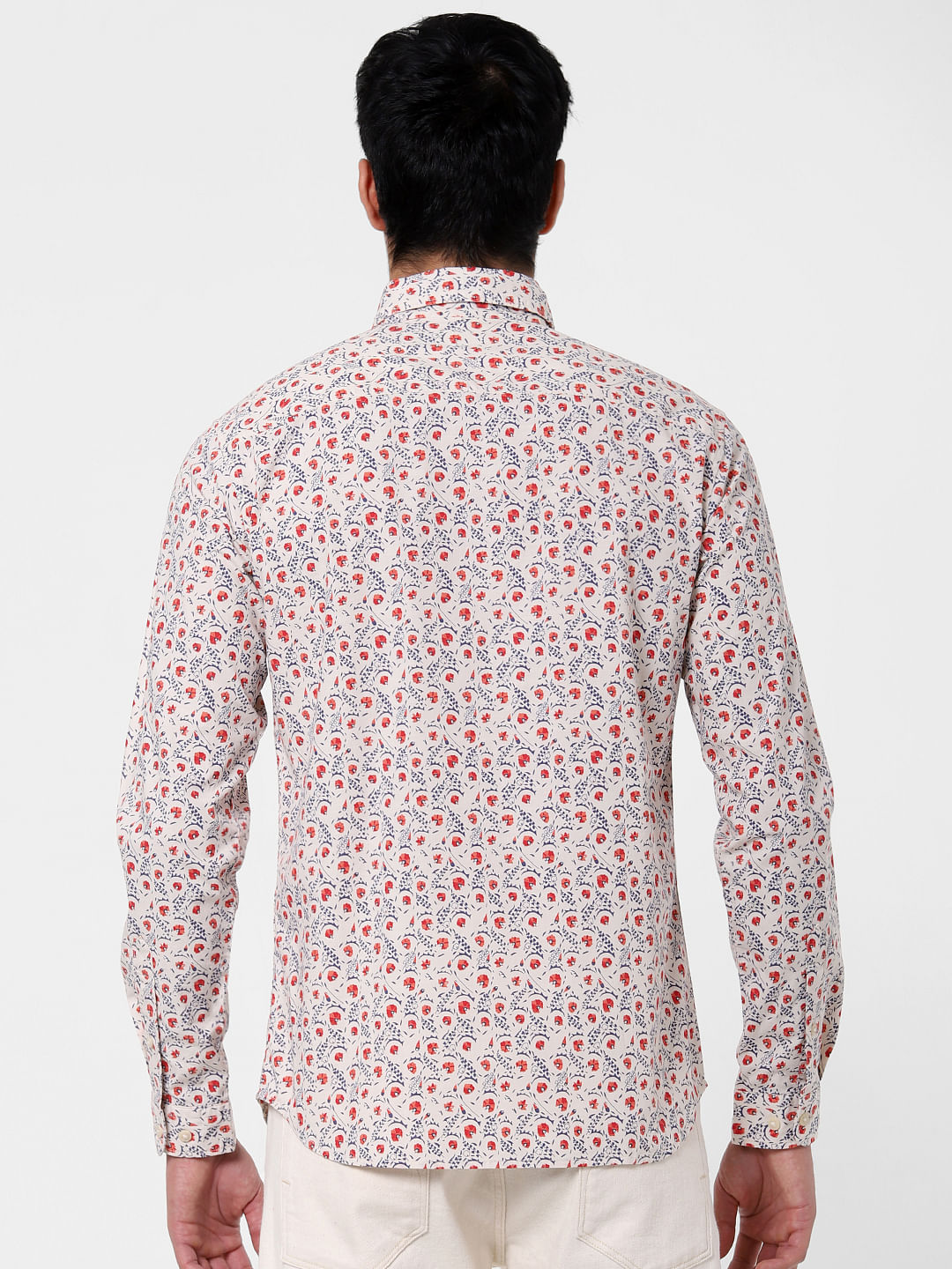 Off-White Floral Print Full Sleeves Shirt