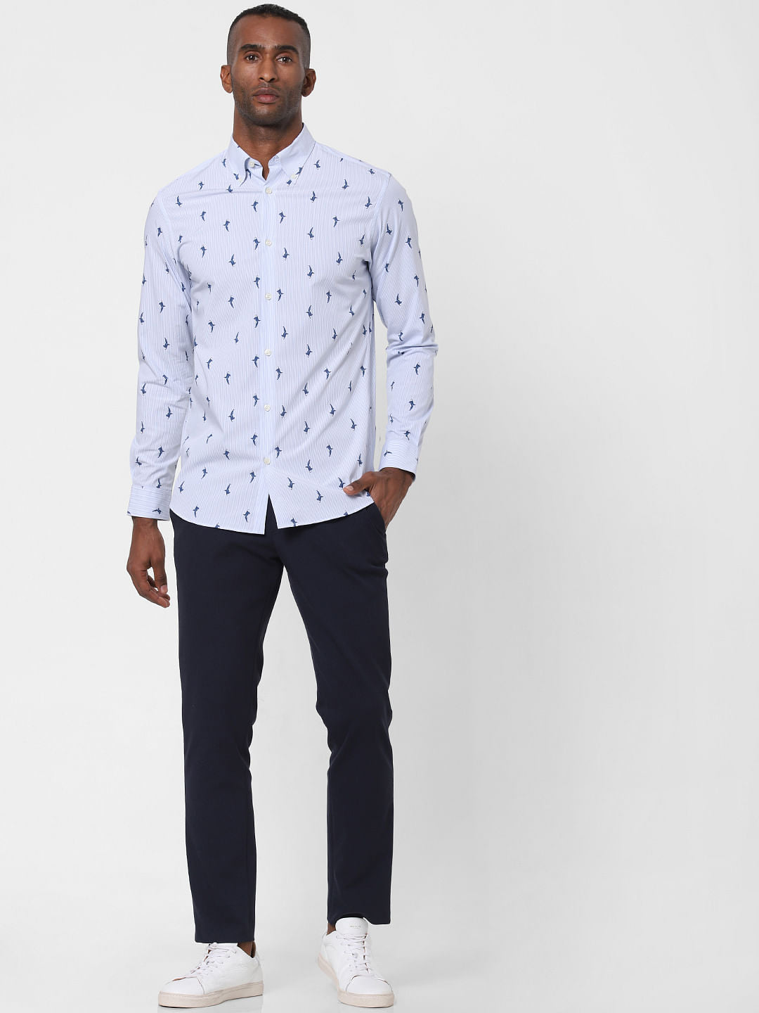 Light Blue Printed Full Sleeves Shirt