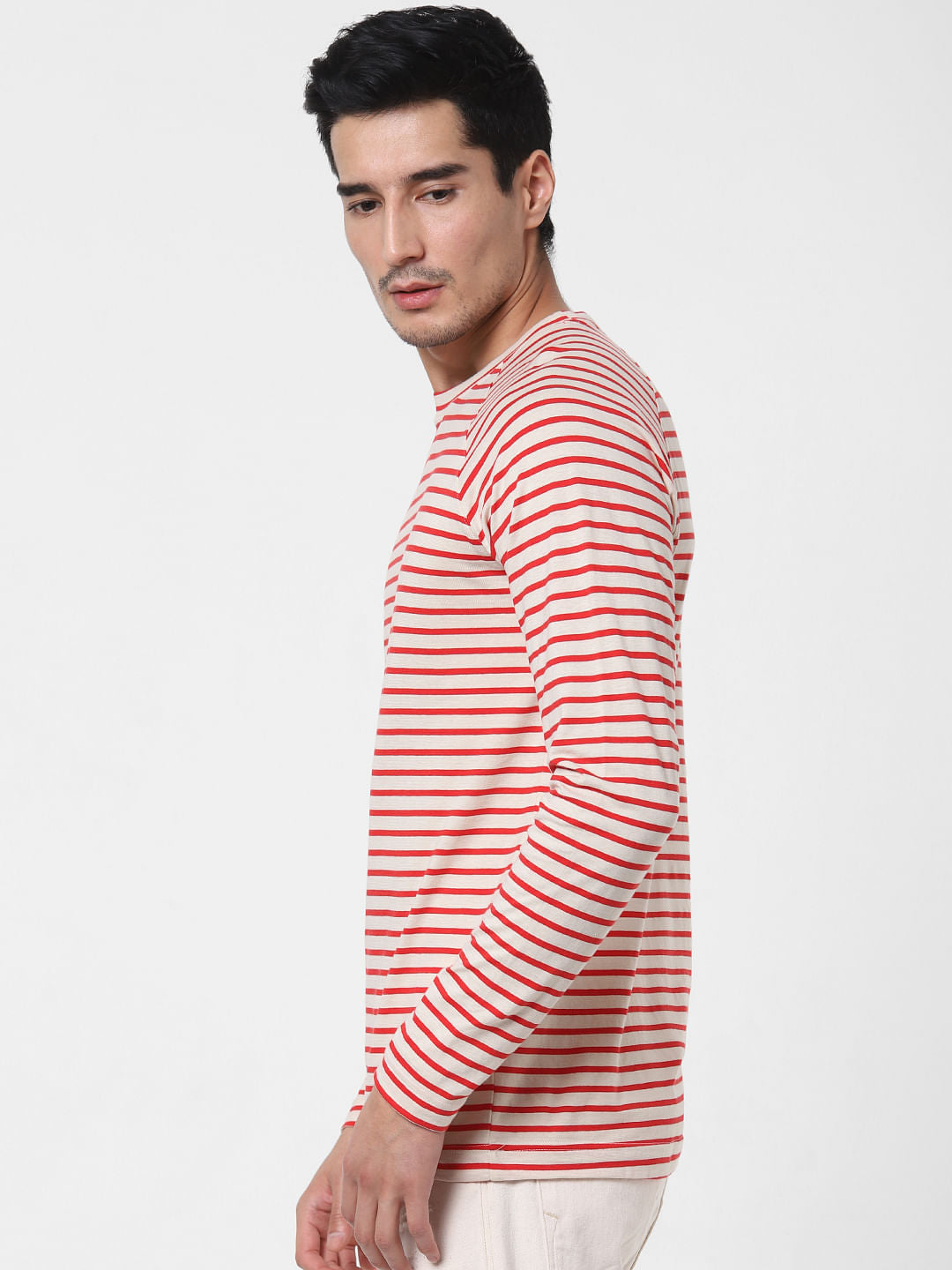 Red Striped Crew Neck T-Shirt